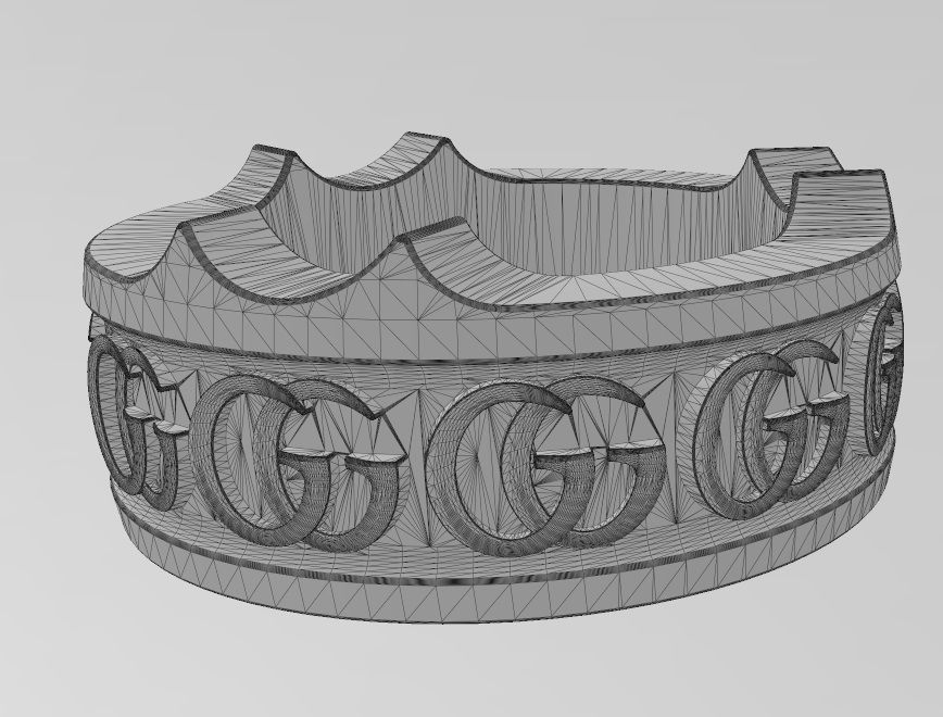 GG fashion brand pattern carved ashtray bowl  3D print model_16