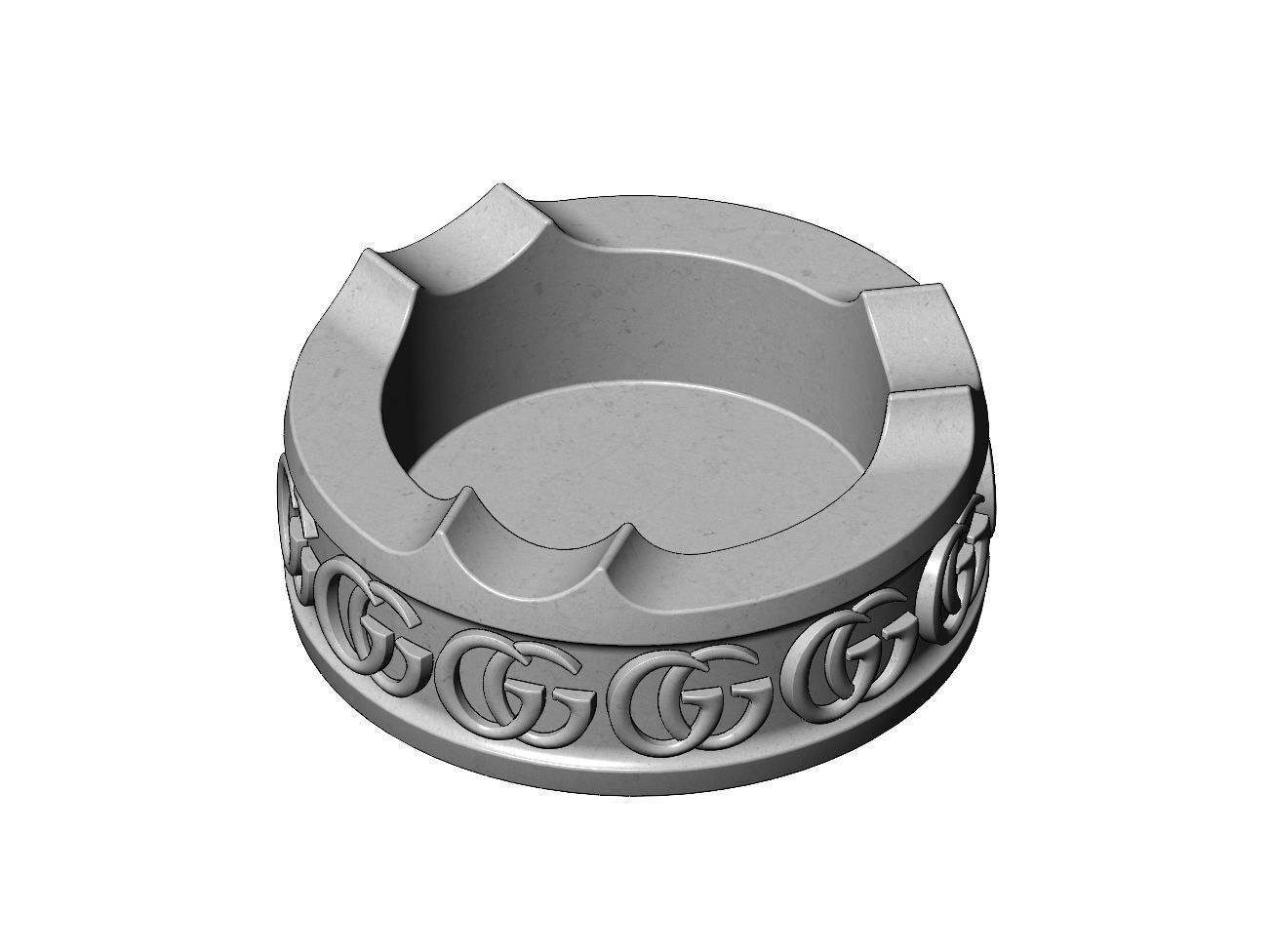 GG fashion brand pattern carved ashtray bowl  3D print model_8