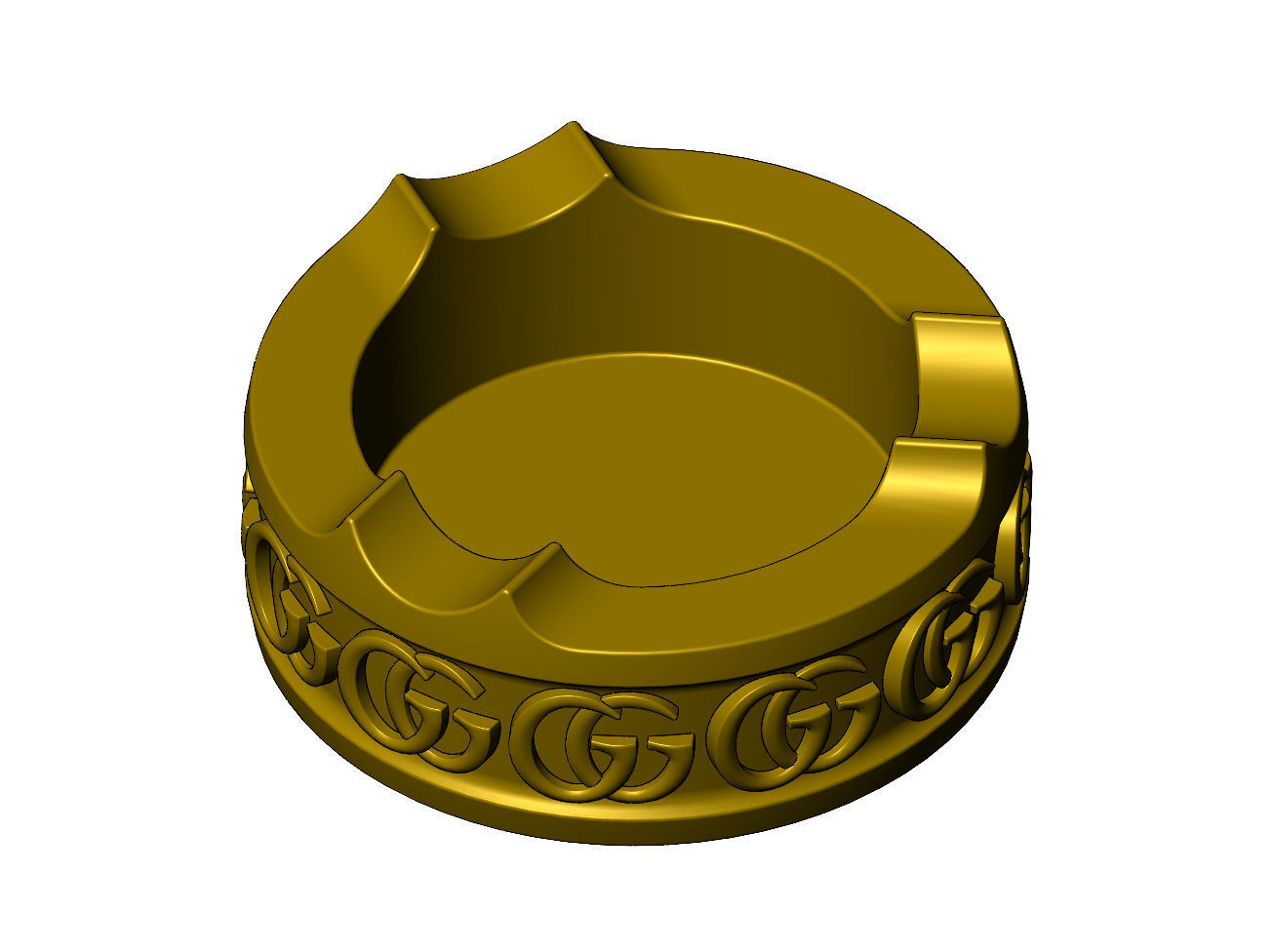 GG fashion brand pattern carved ashtray bowl  3D print model_5