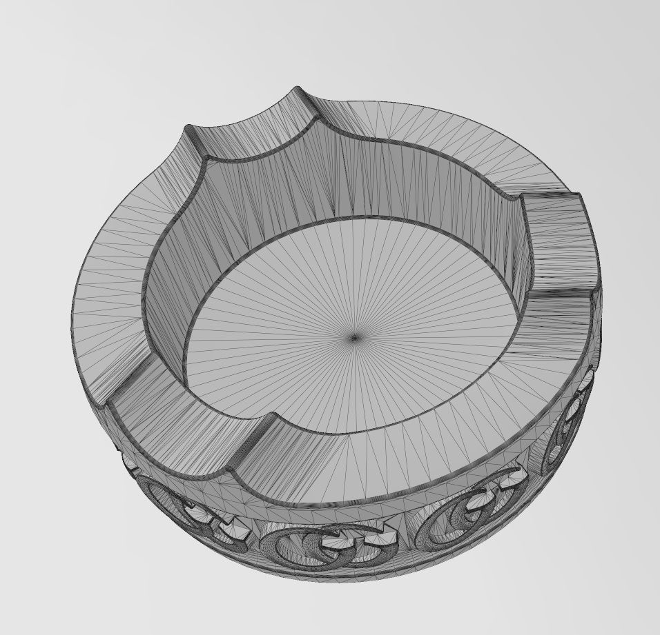 GG fashion brand pattern carved ashtray bowl  3D print model_15