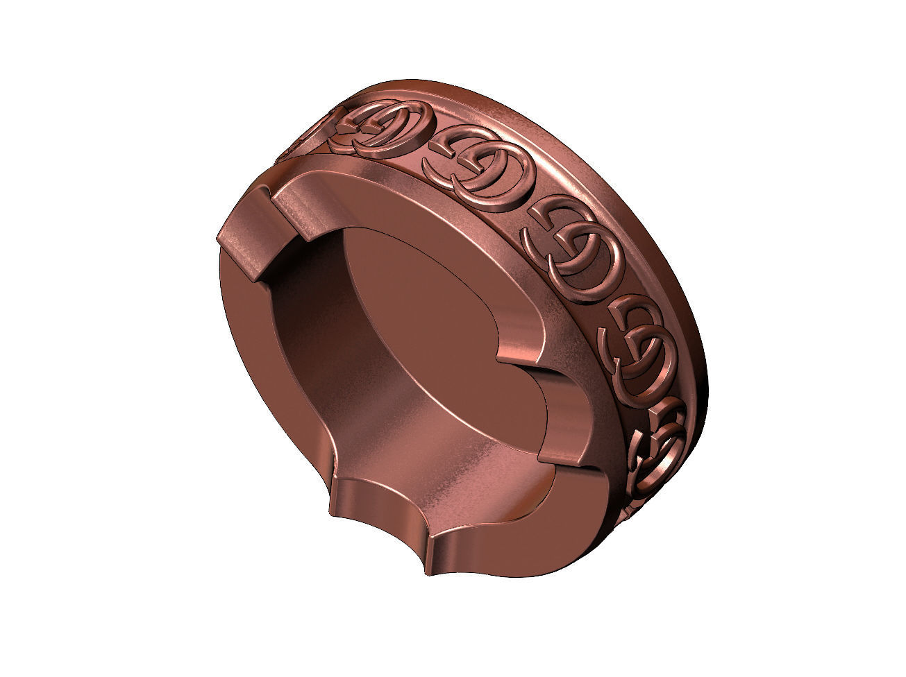 GG fashion brand pattern carved ashtray bowl  3D print model_9