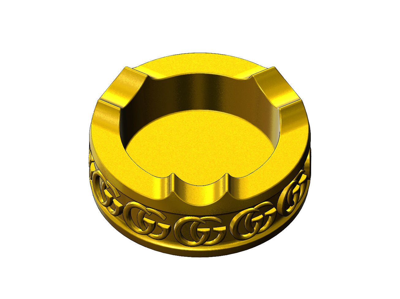 GG fashion brand pattern carved ashtray bowl  3D print model_2