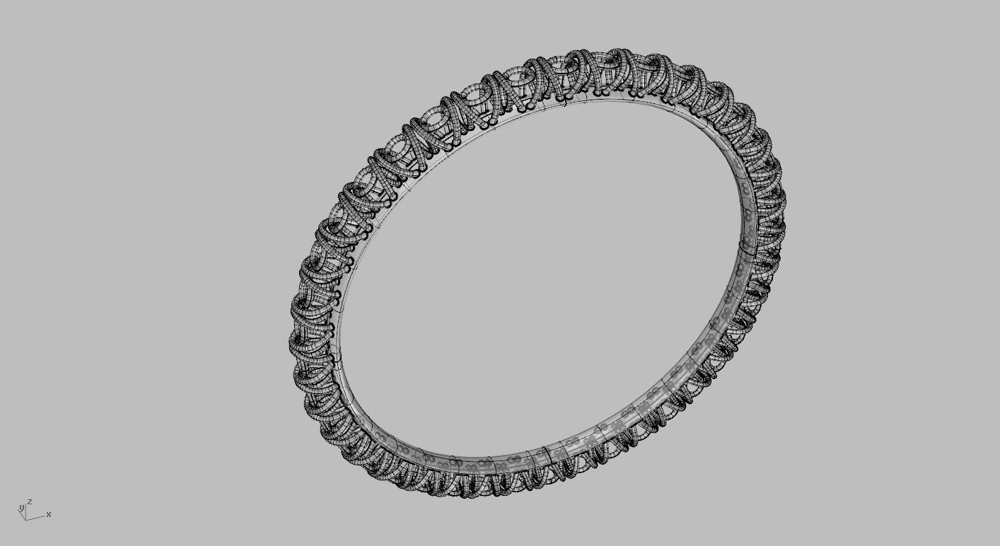 Wire Loops Bangle 3D print model_1