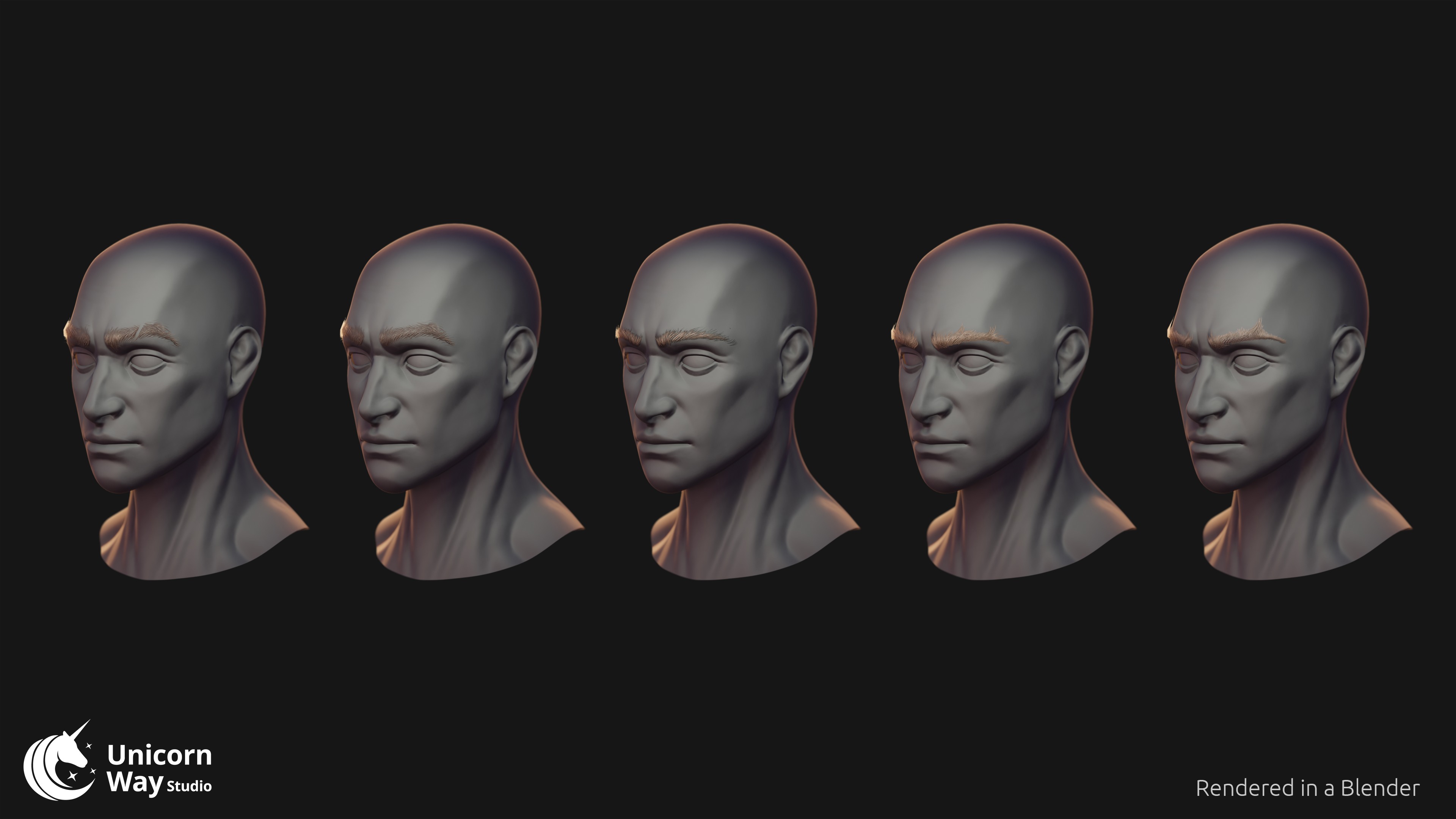 Hair and Beard Pack Low-poly 3D model_4