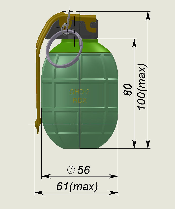 Bulgarian hand grenades GHO1 and GHD2 Moulage 3Dprintable 3D model_4
