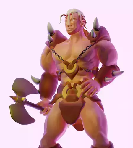 Fantasy male warrior - game ready Low-poly 3D model