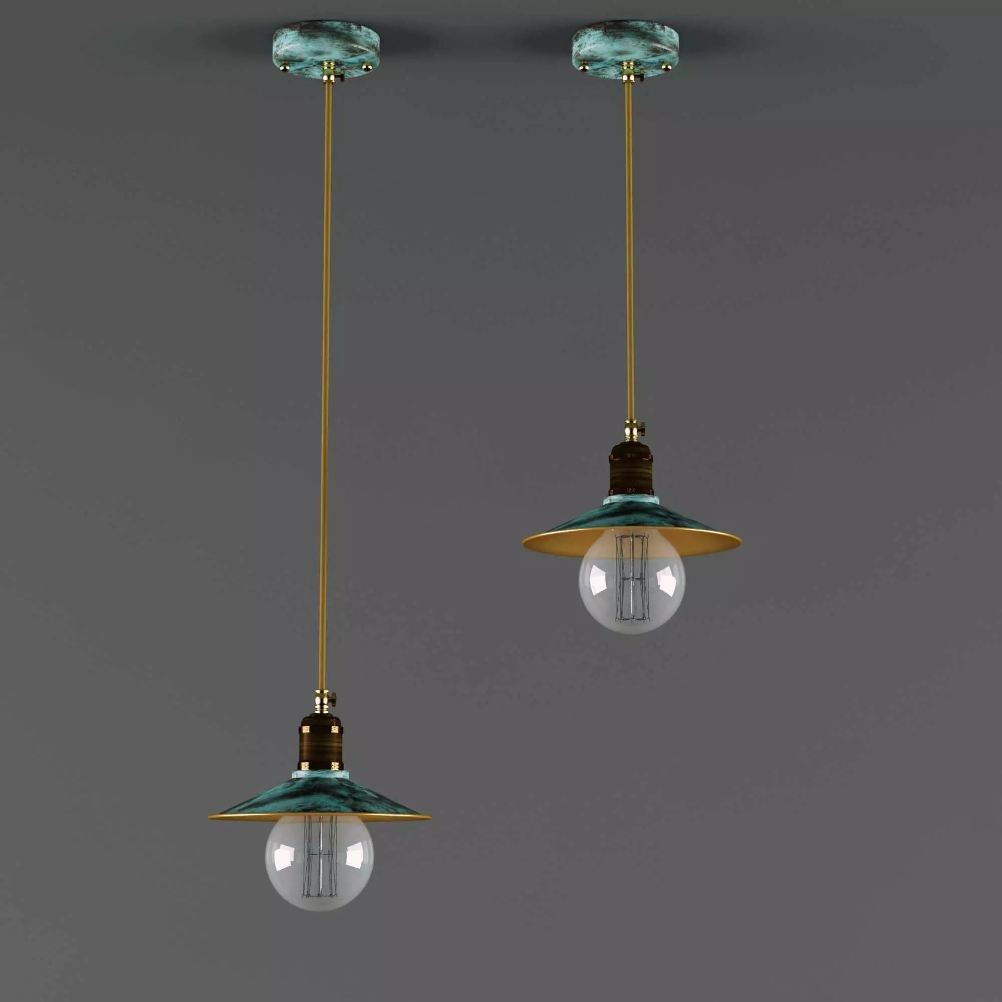Brass pendant light sku 610 Free 3D model
