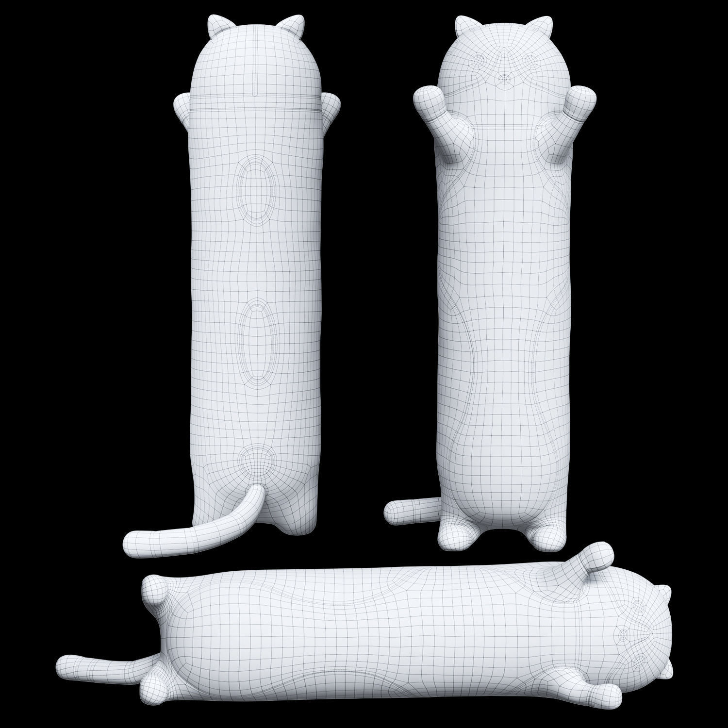 Soft toy pillow long cat 3D model_4