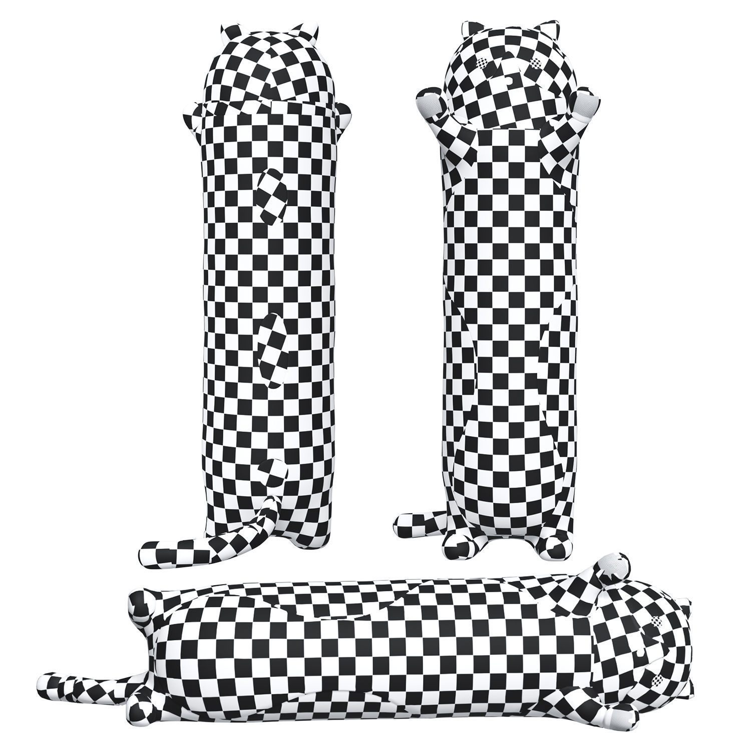 Soft toy pillow long cat 3D model_5