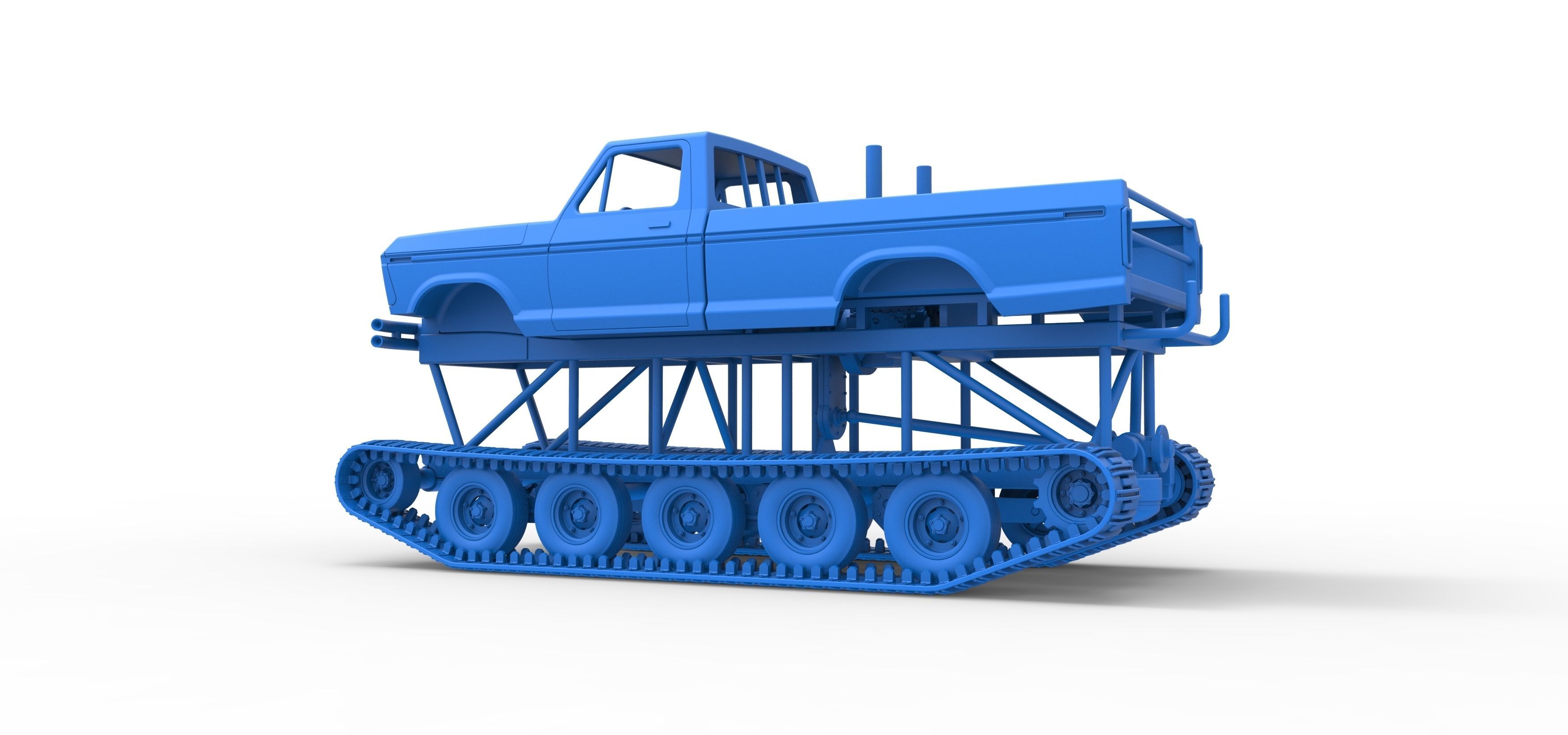 Redneck Rave Mud truck on tracks Scale 1 to 25 3D print model_30
