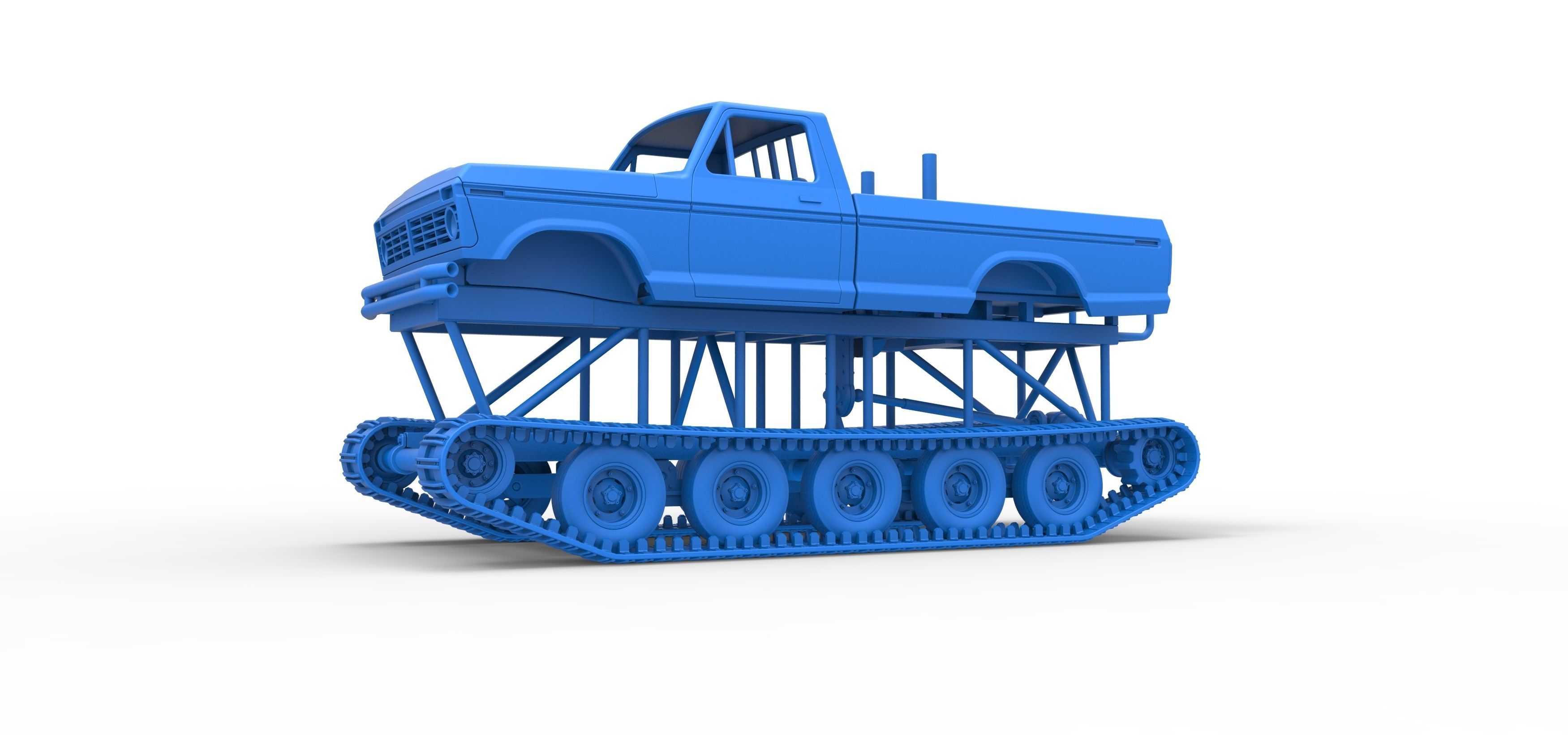 Redneck Rave Mud truck on tracks Scale 1 to 25 3D print model_19