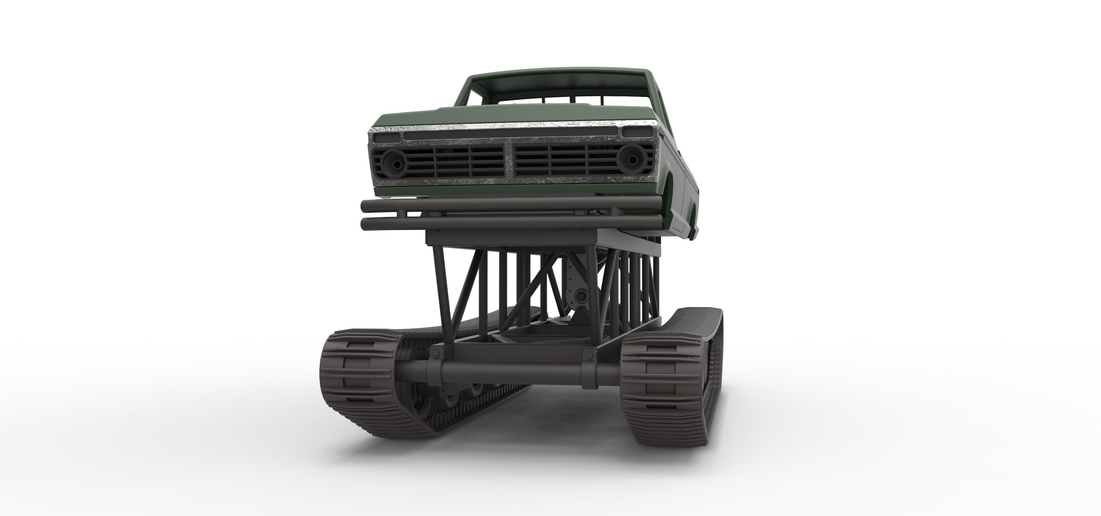 Redneck Rave Mud truck on tracks Scale 1 to 25 3D print model_6