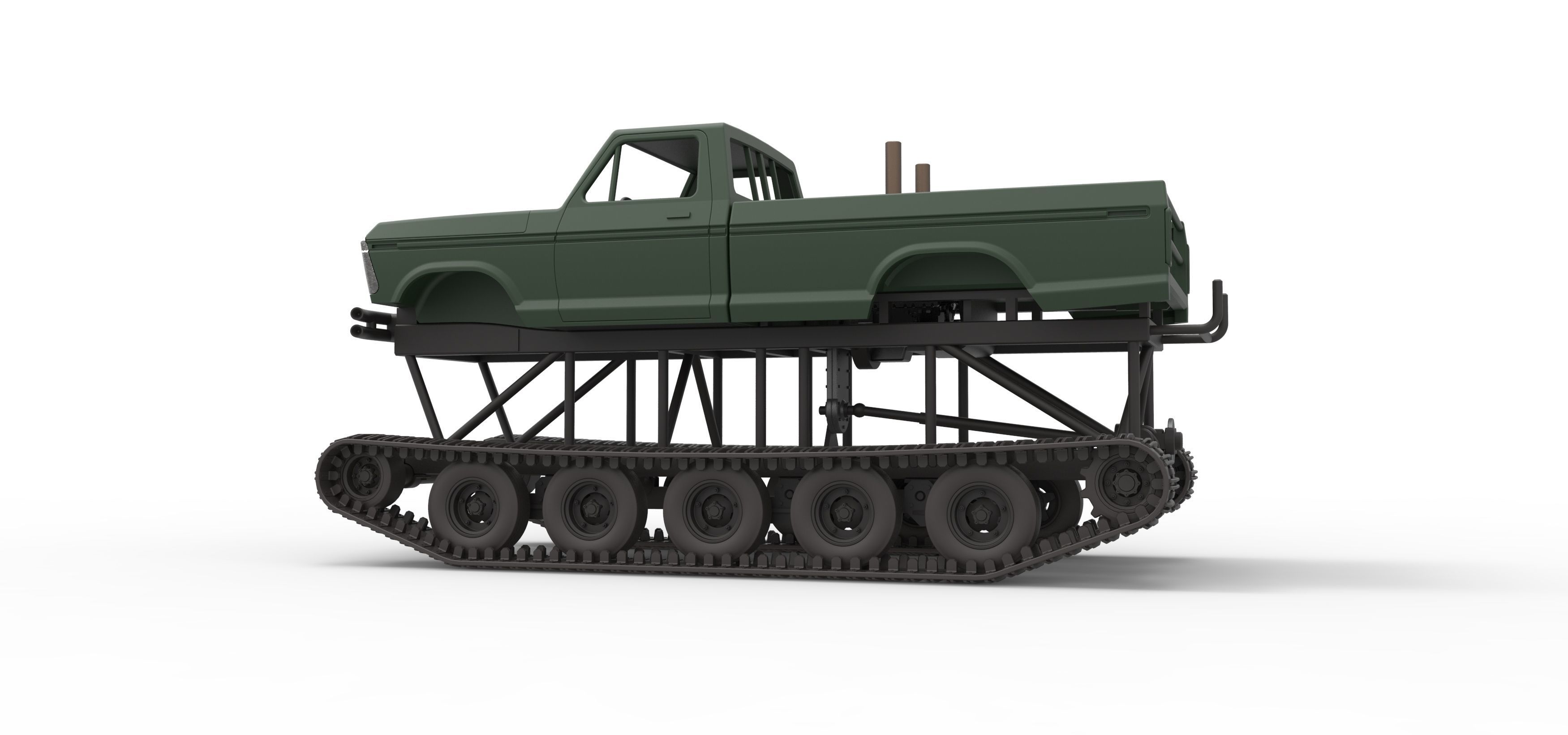Redneck Rave Mud truck on tracks Scale 1 to 25 3D print model_13