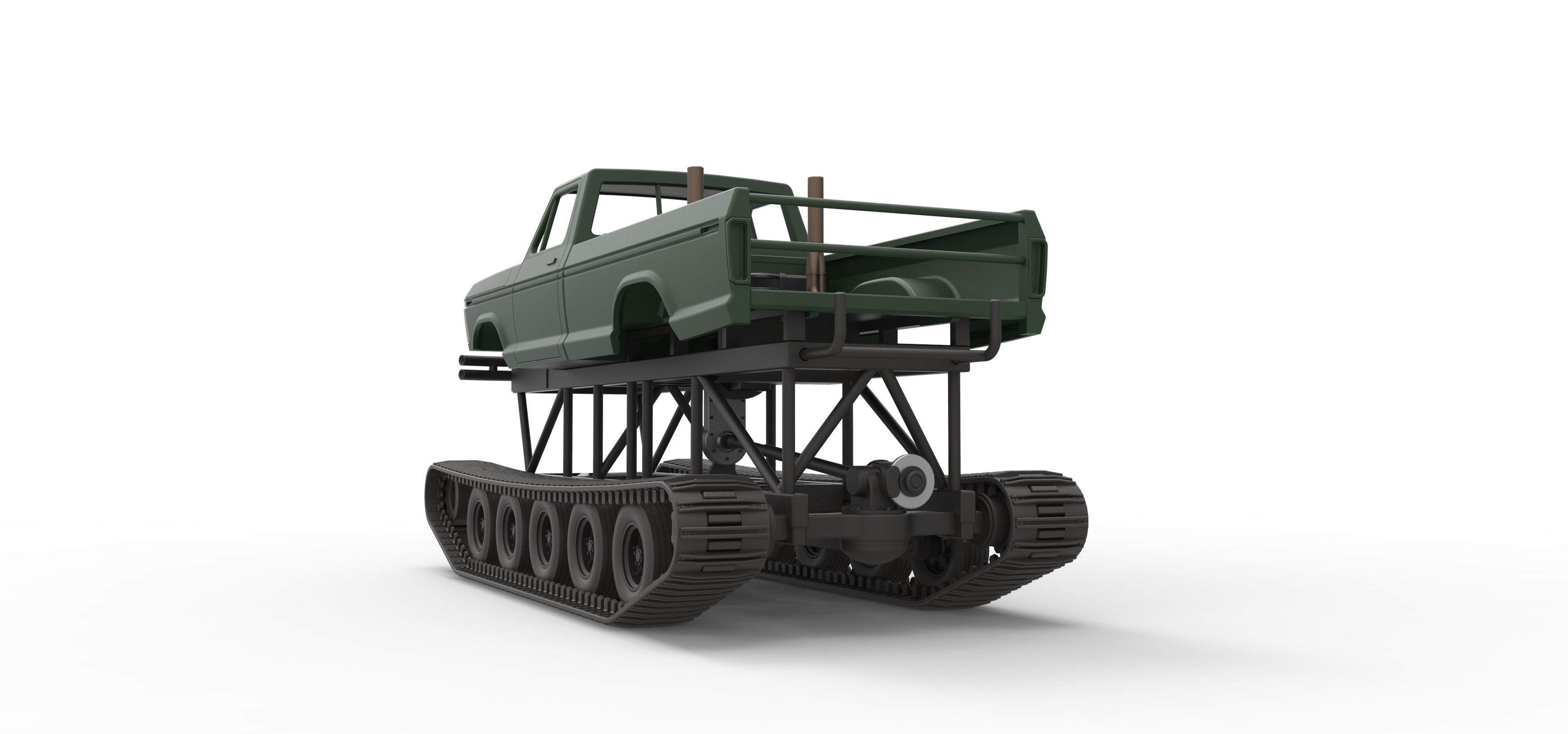 Redneck Rave Mud truck on tracks Scale 1 to 25 3D print model_15