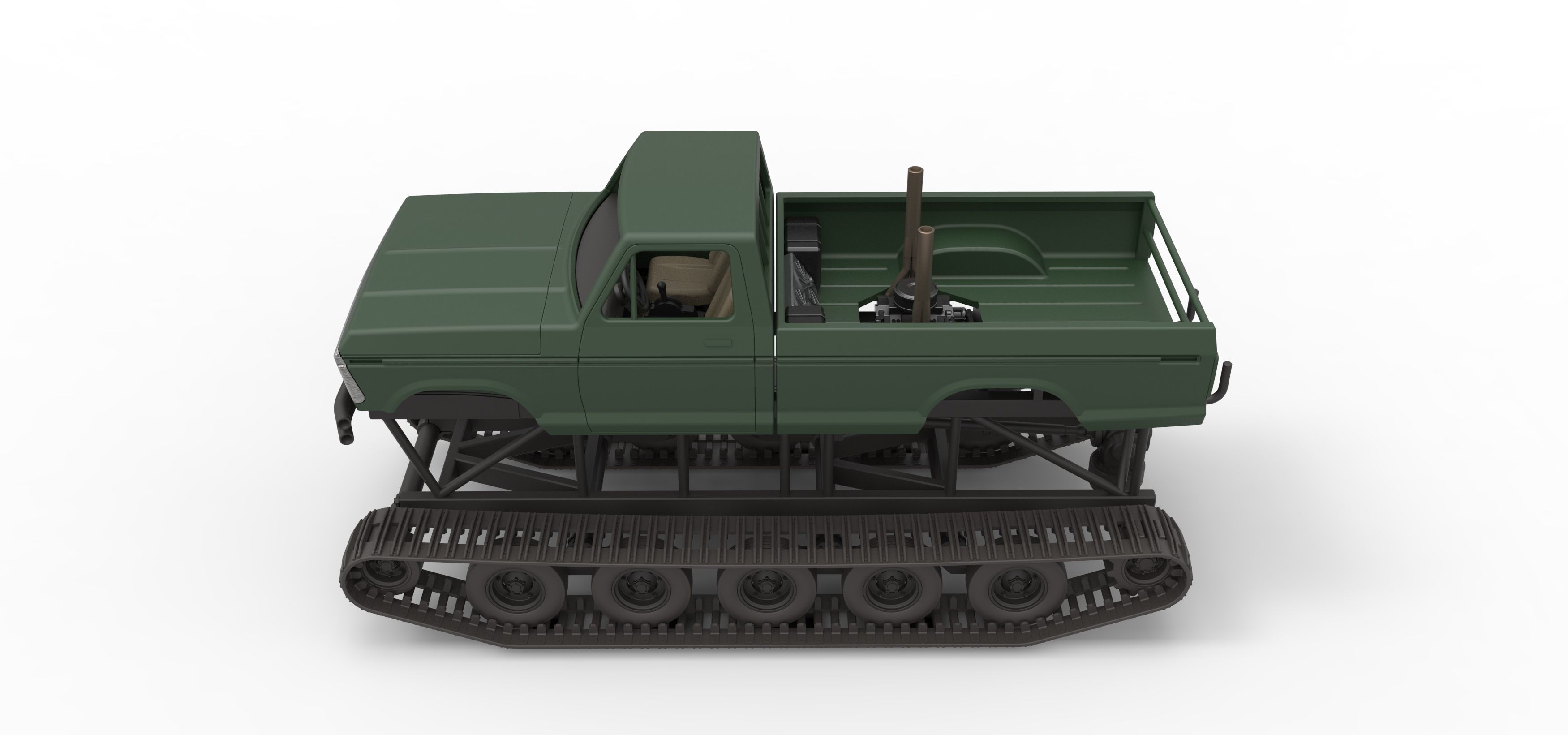 Redneck Rave Mud truck on tracks Scale 1 to 25 3D print model_10