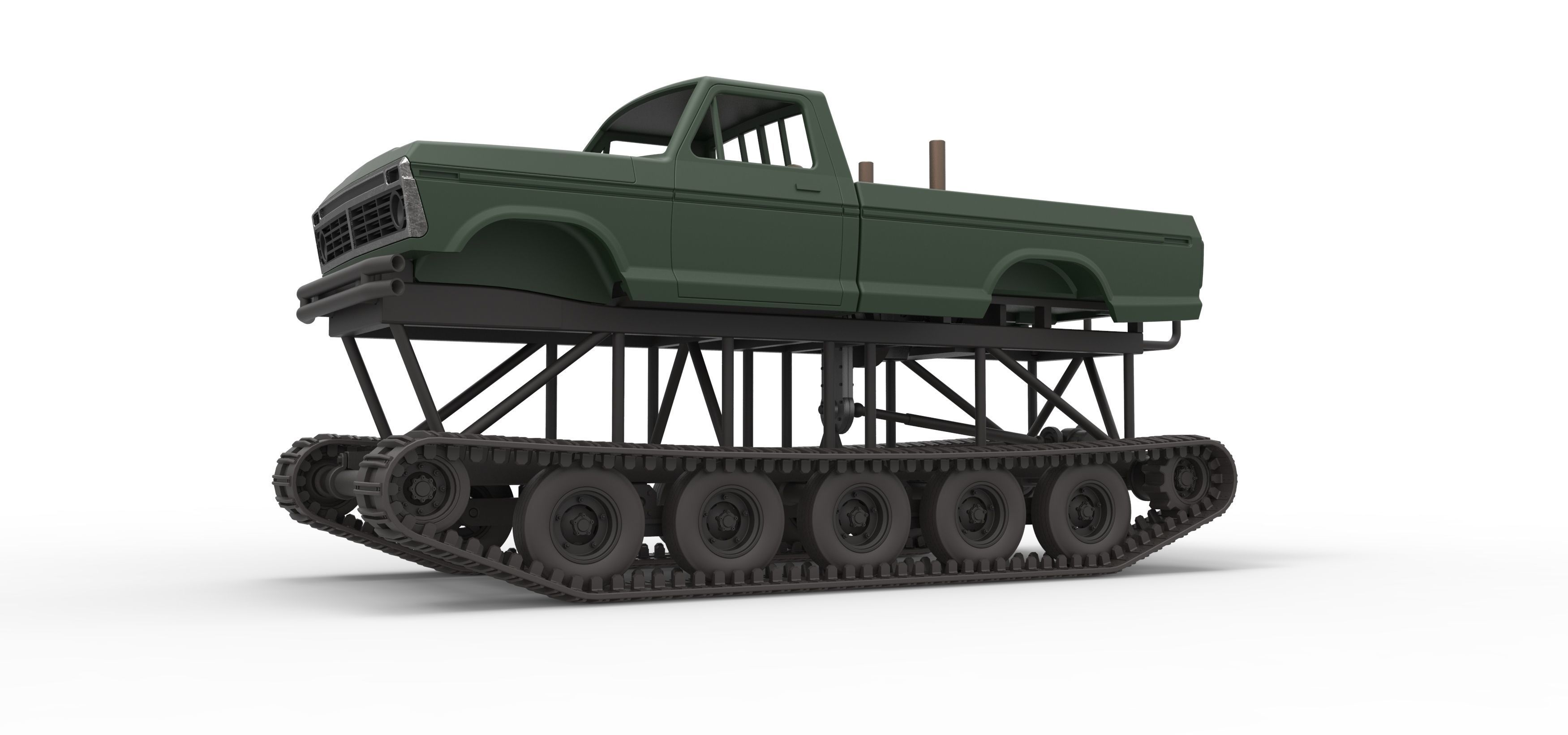 Redneck Rave Mud truck on tracks Scale 1 to 25 3D print model_2
