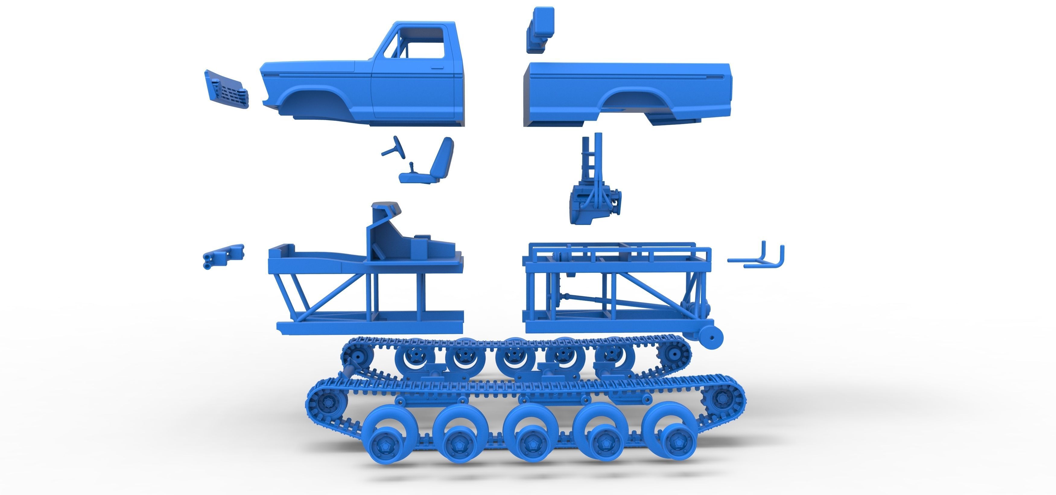 Redneck Rave Mud truck on tracks Scale 1 to 25 3D print model_39