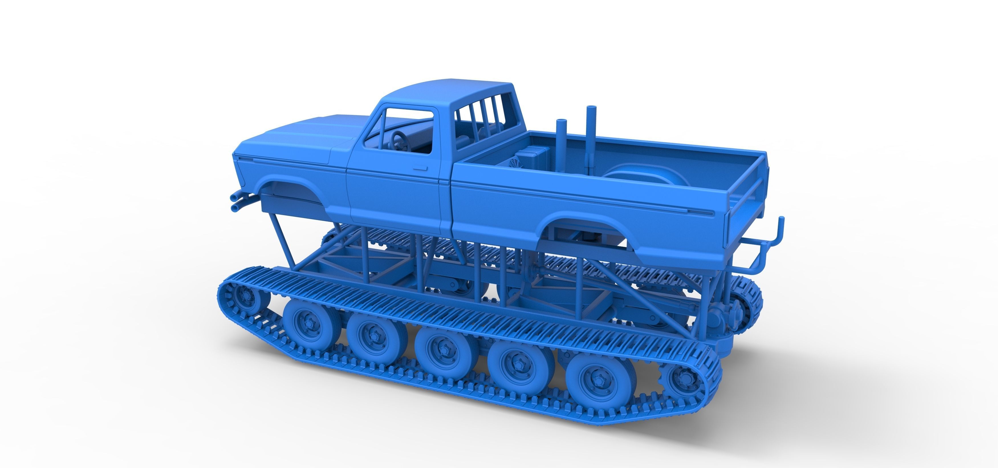 Redneck Rave Mud truck on tracks Scale 1 to 25 3D print model_29