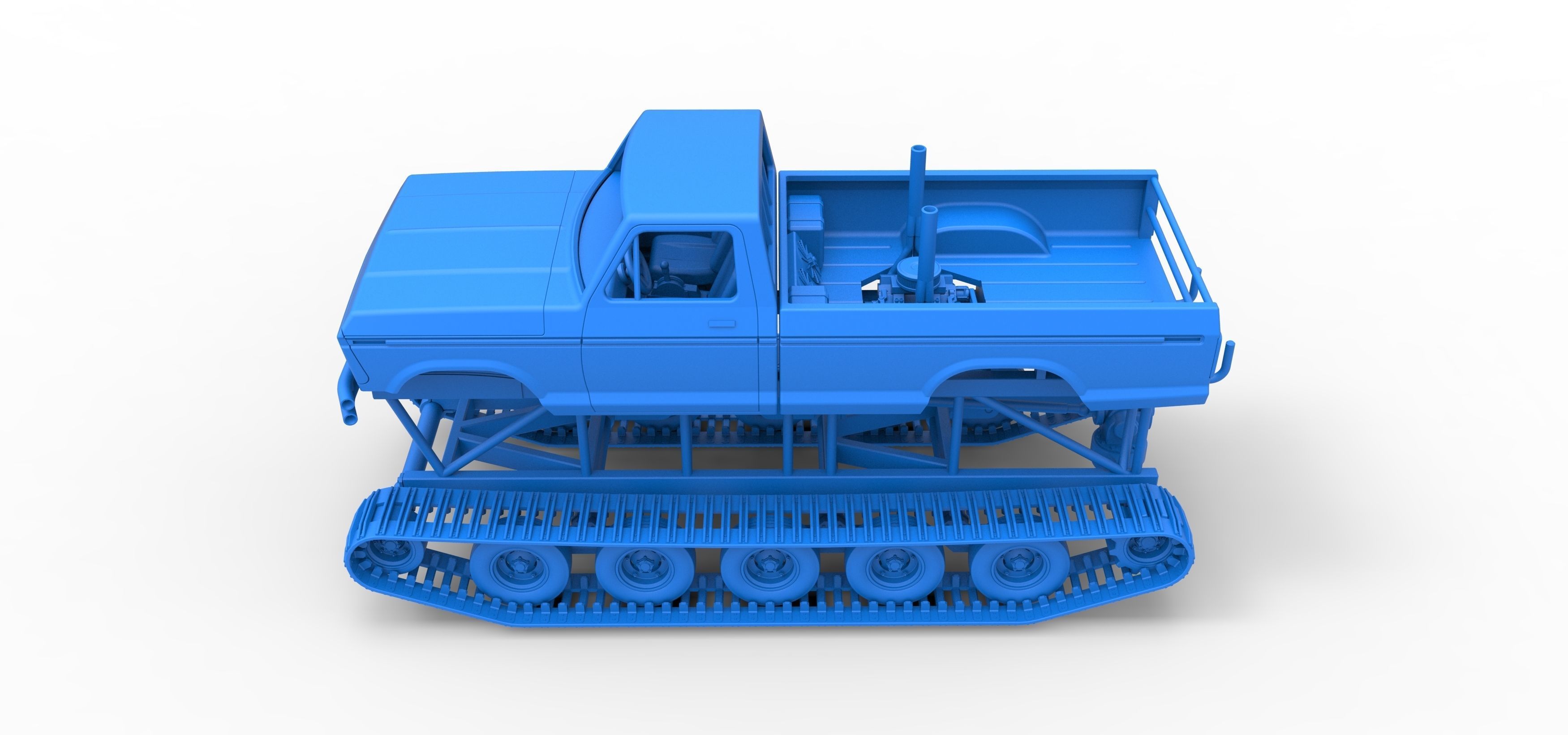 Redneck Rave Mud truck on tracks Scale 1 to 25 3D print model_27