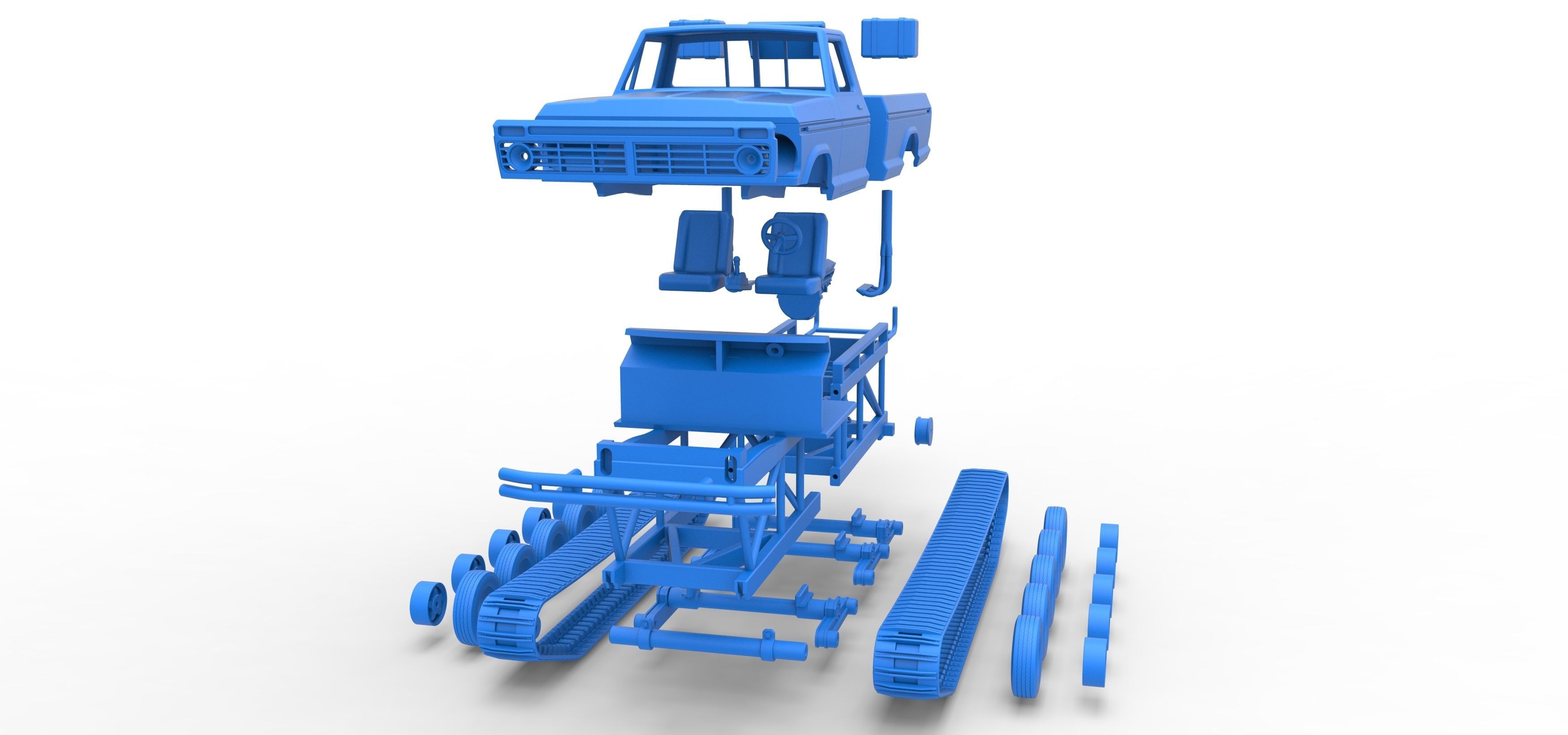 Redneck Rave Mud truck on tracks Scale 1 to 25 3D print model_38