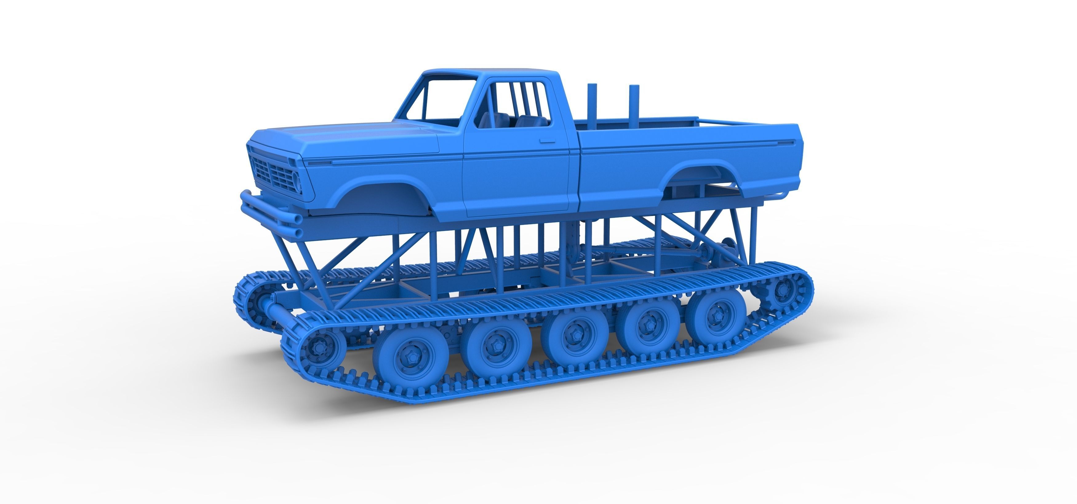 Redneck Rave Mud truck on tracks Scale 1 to 25 3D print model_18