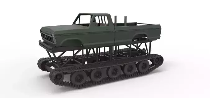 Redneck Rave Mud truck on tracks Scale 1 to 25 3D print model