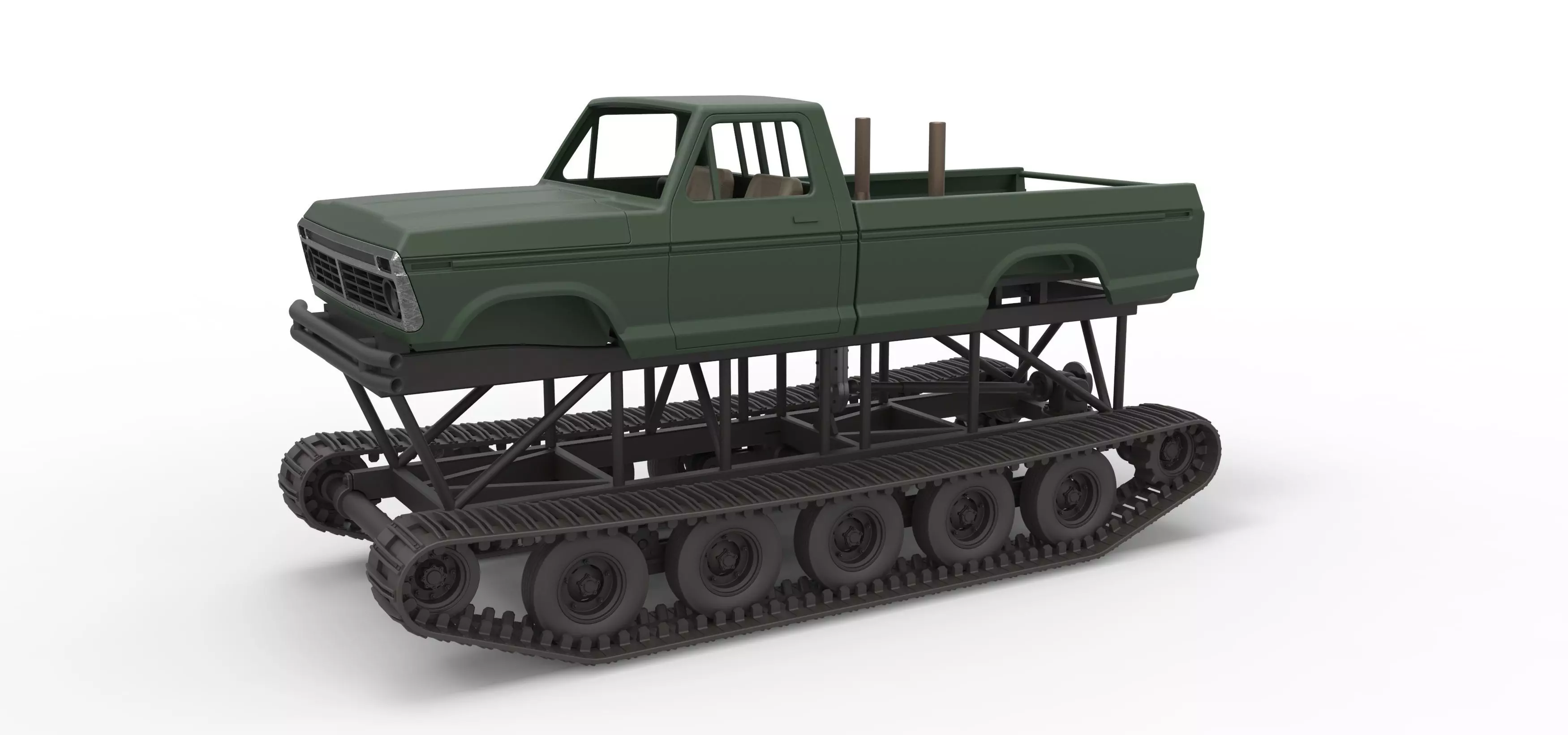 Redneck Rave Mud truck on tracks Scale 1 to 25 3D print model_0