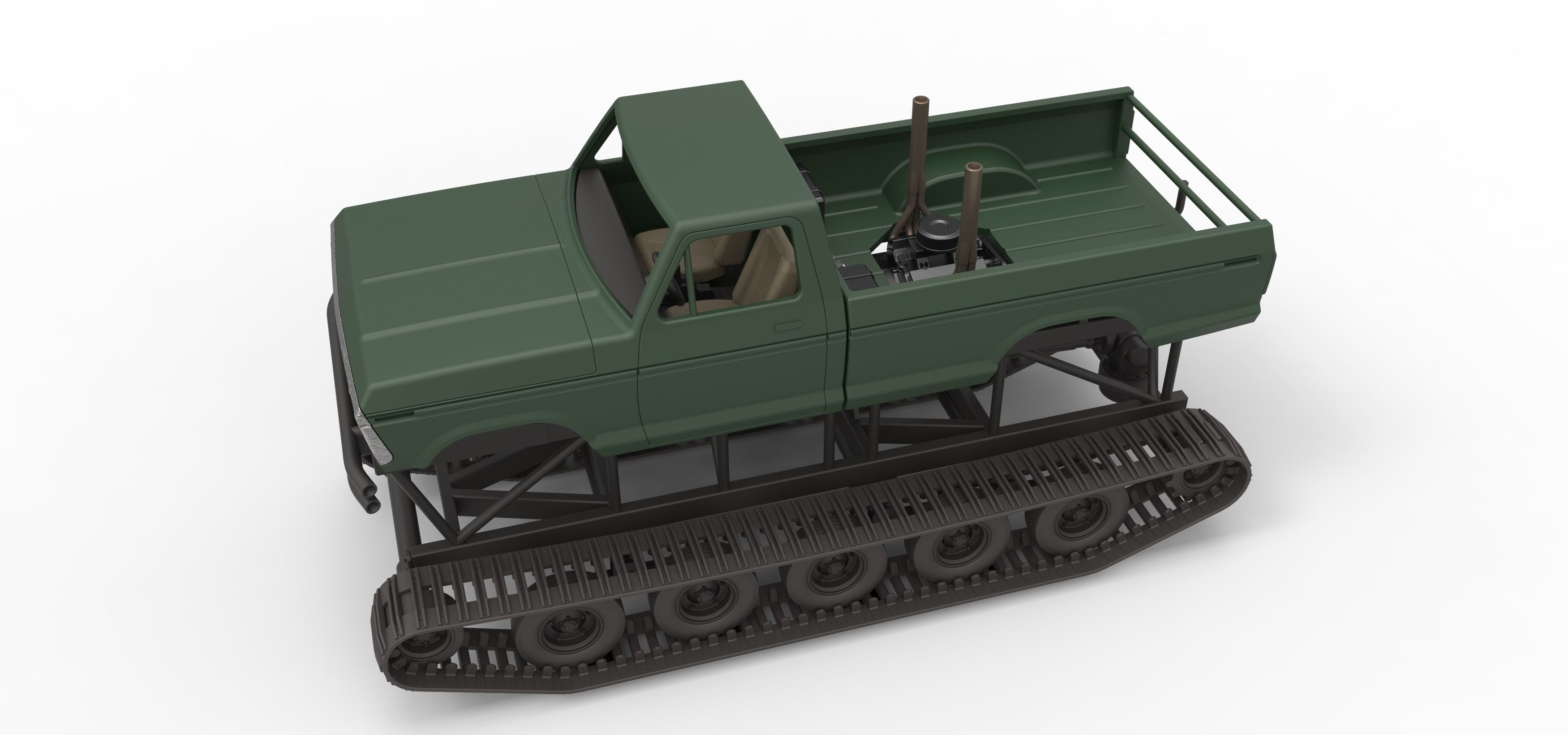 Redneck Rave Mud truck on tracks Scale 1 to 25 3D print model_4