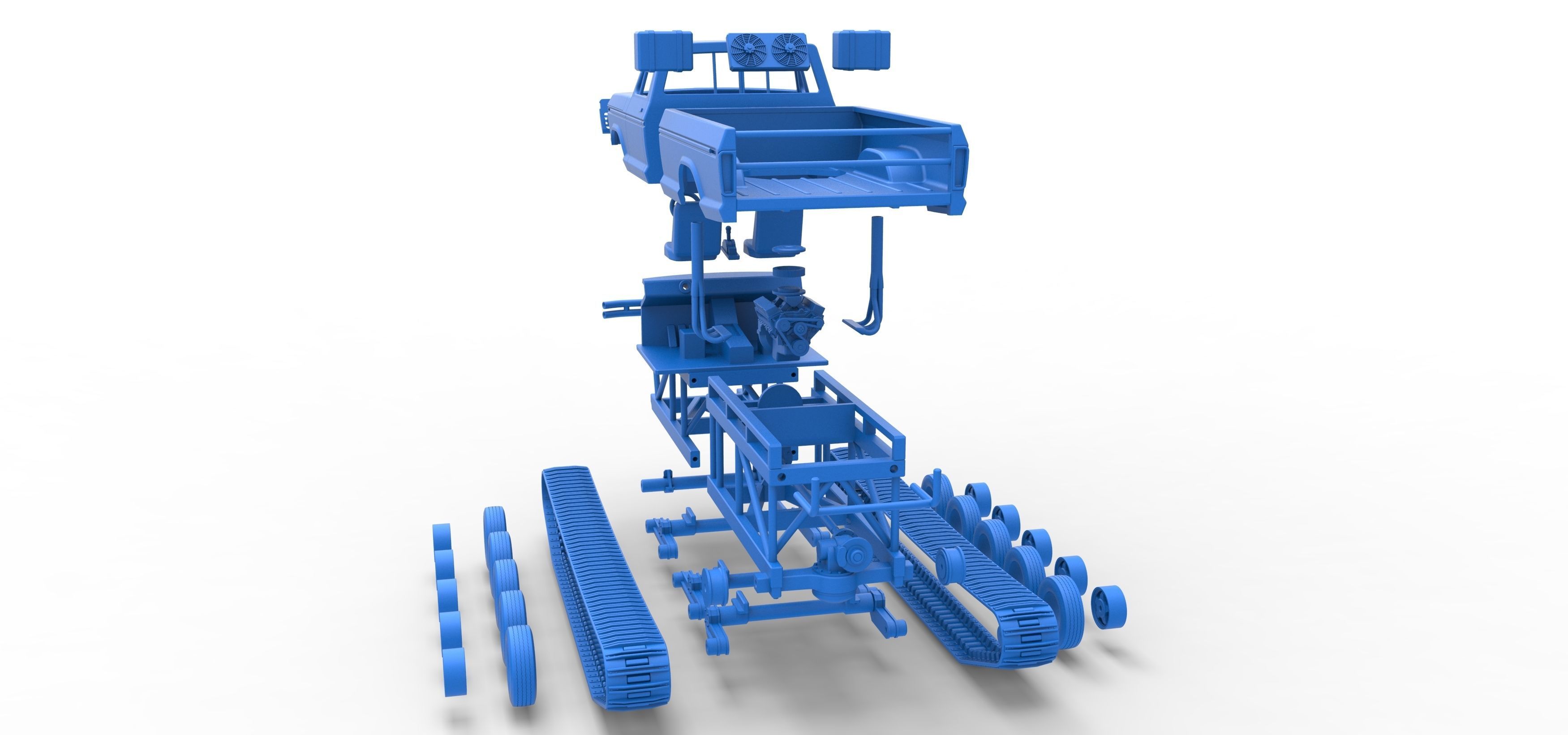 Redneck Rave Mud truck on tracks Scale 1 to 25 3D print model_42