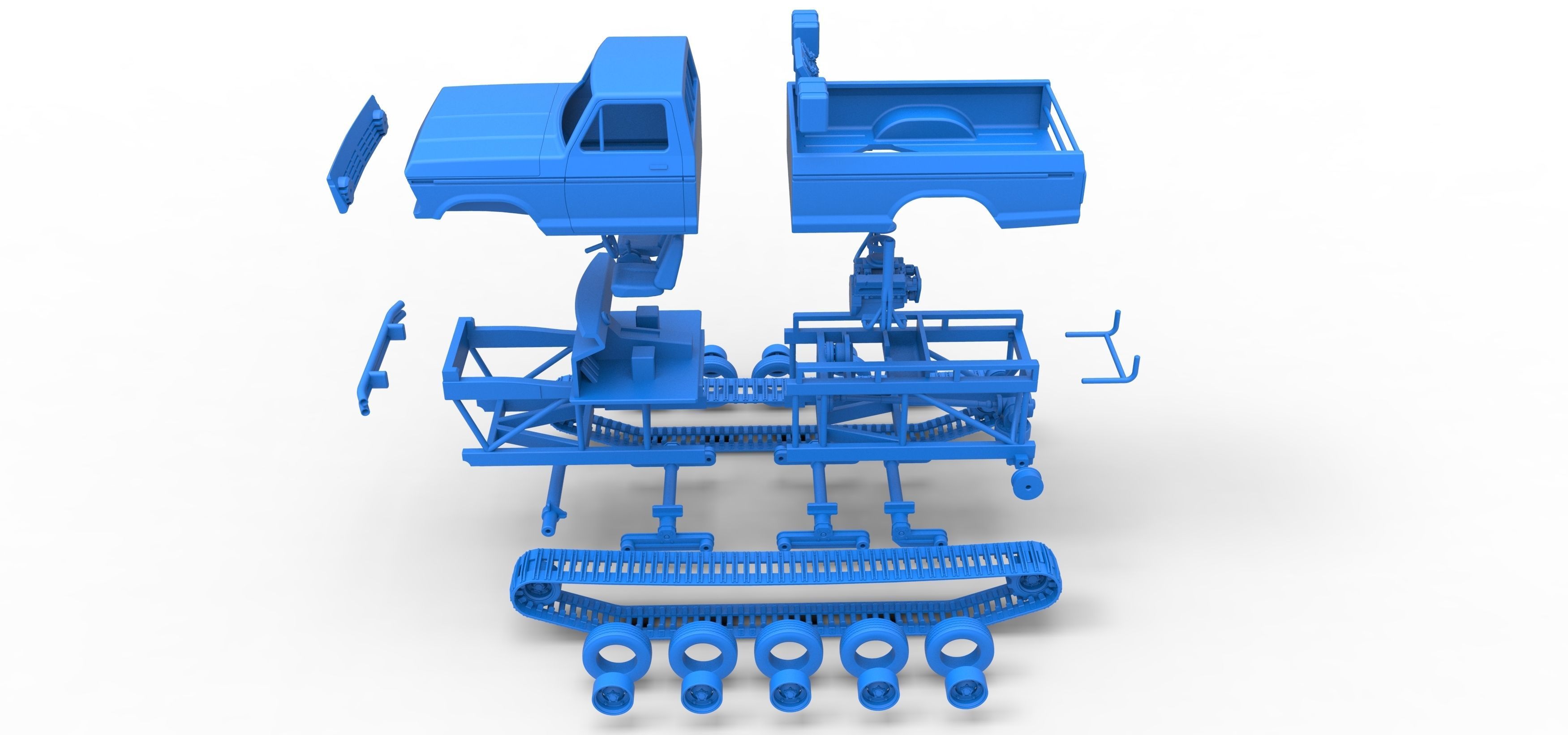 Redneck Rave Mud truck on tracks Scale 1 to 25 3D print model_40
