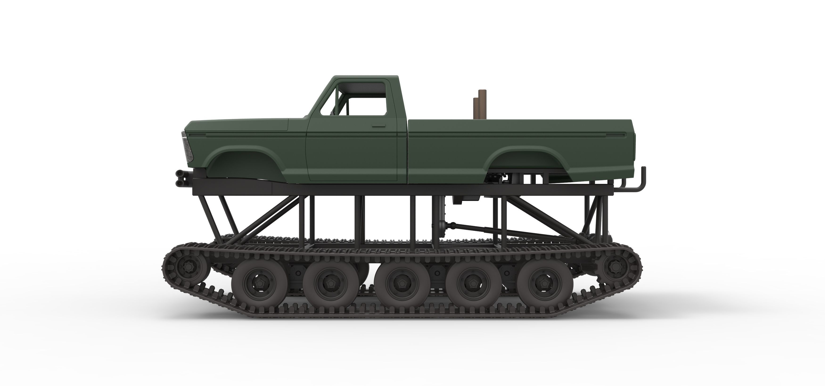 Redneck Rave Mud truck on tracks Scale 1 to 25 3D print model_9