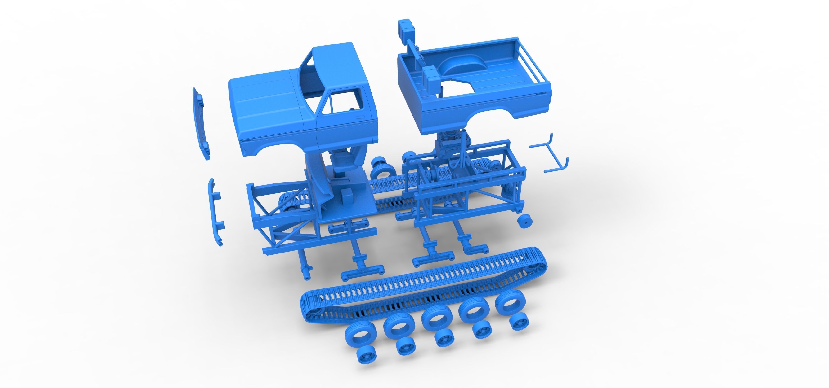 Redneck Rave Mud truck on tracks Scale 1 to 25 3D print model_36