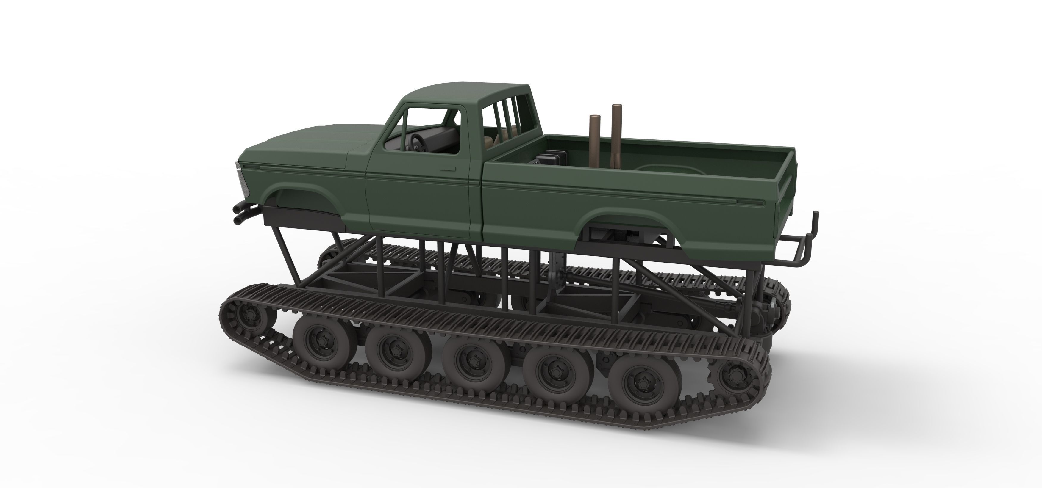 Redneck Rave Mud truck on tracks Scale 1 to 25 3D print model_12
