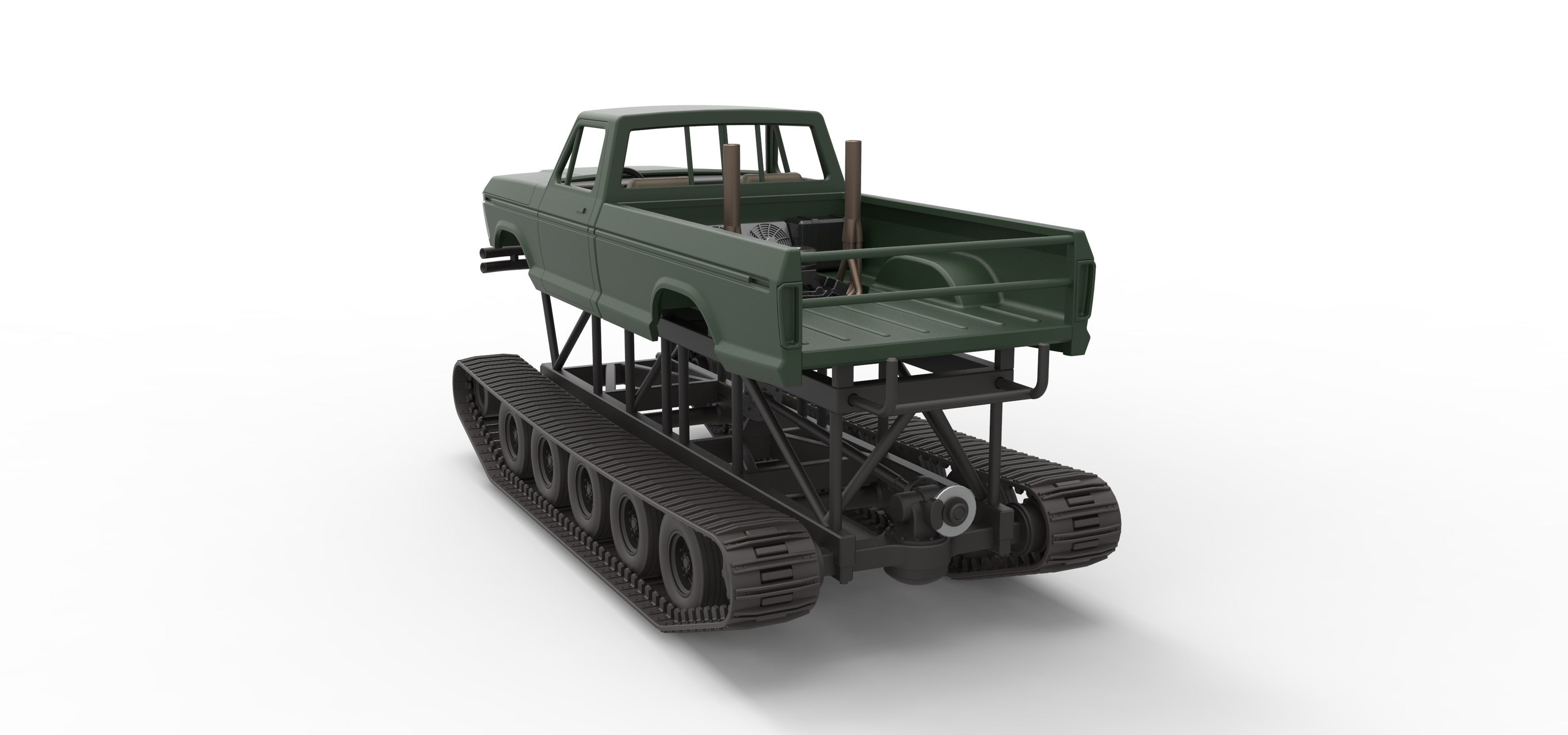 Redneck Rave Mud truck on tracks Scale 1 to 25 3D print model_14