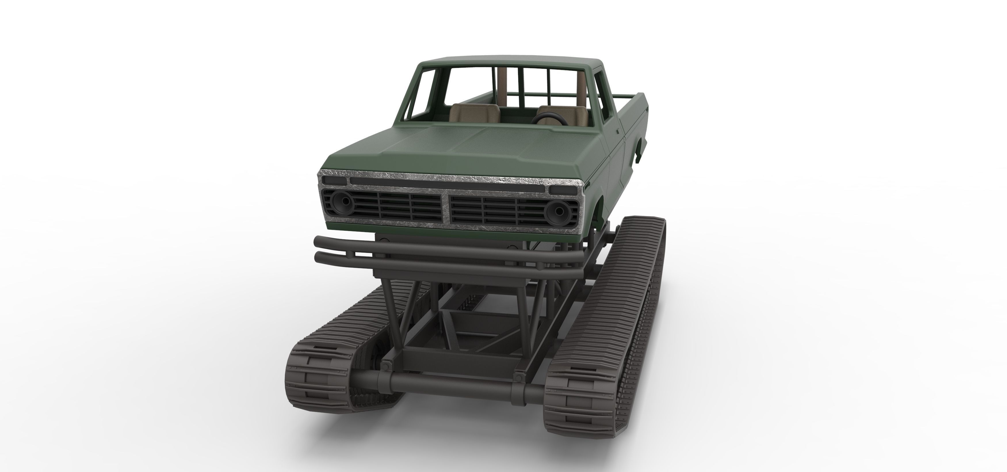 Redneck Rave Mud truck on tracks Scale 1 to 25 3D print model_5