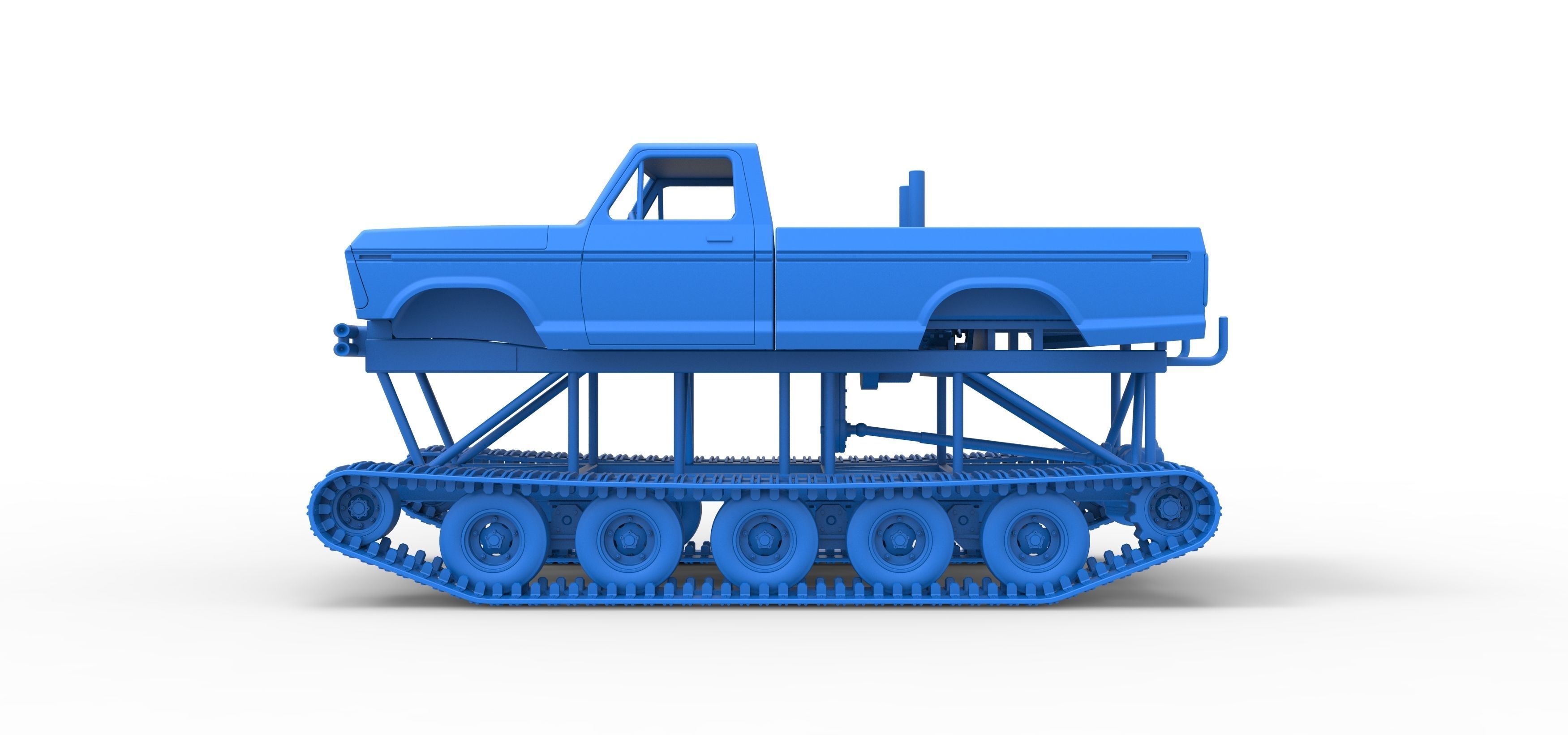 Redneck Rave Mud truck on tracks Scale 1 to 25 3D print model_26