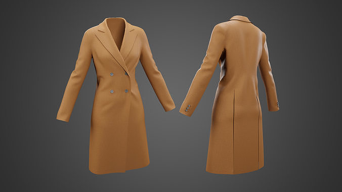 Long Leather Coat 3D model