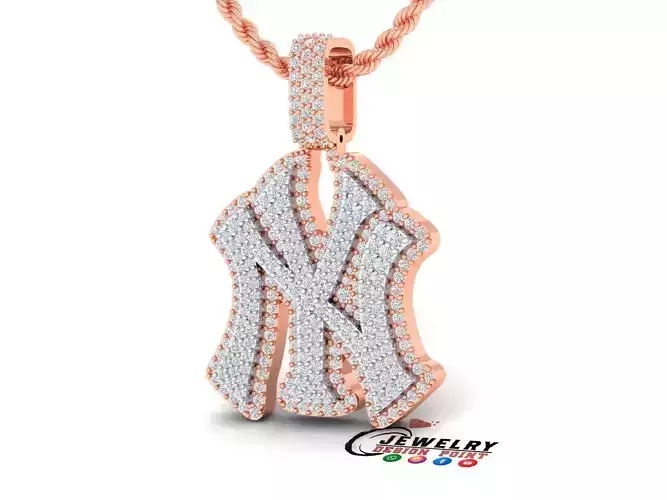 Custom New York Baseball Team Yankees  Pendant NY City Pendant 3D print model