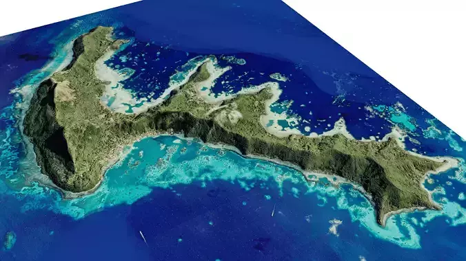 Mangareva Island 3d model terrain Low-poly 3D model