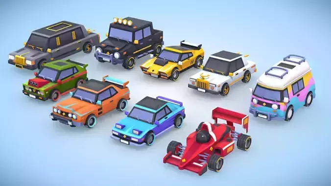 lowpoly cars pack stylized toon
