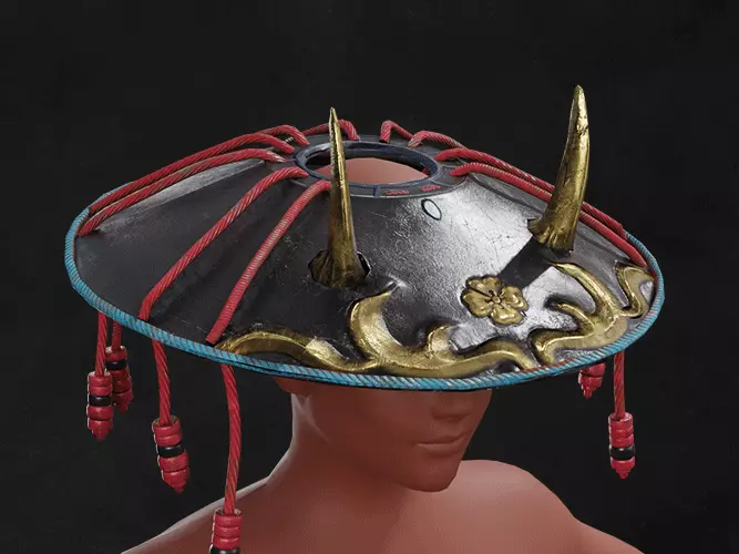Head Armor Samurai Assasin Lowpoly Asset Low-poly 3D model