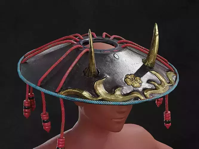 Head Armor Samurai Assasin Lowpoly Asset