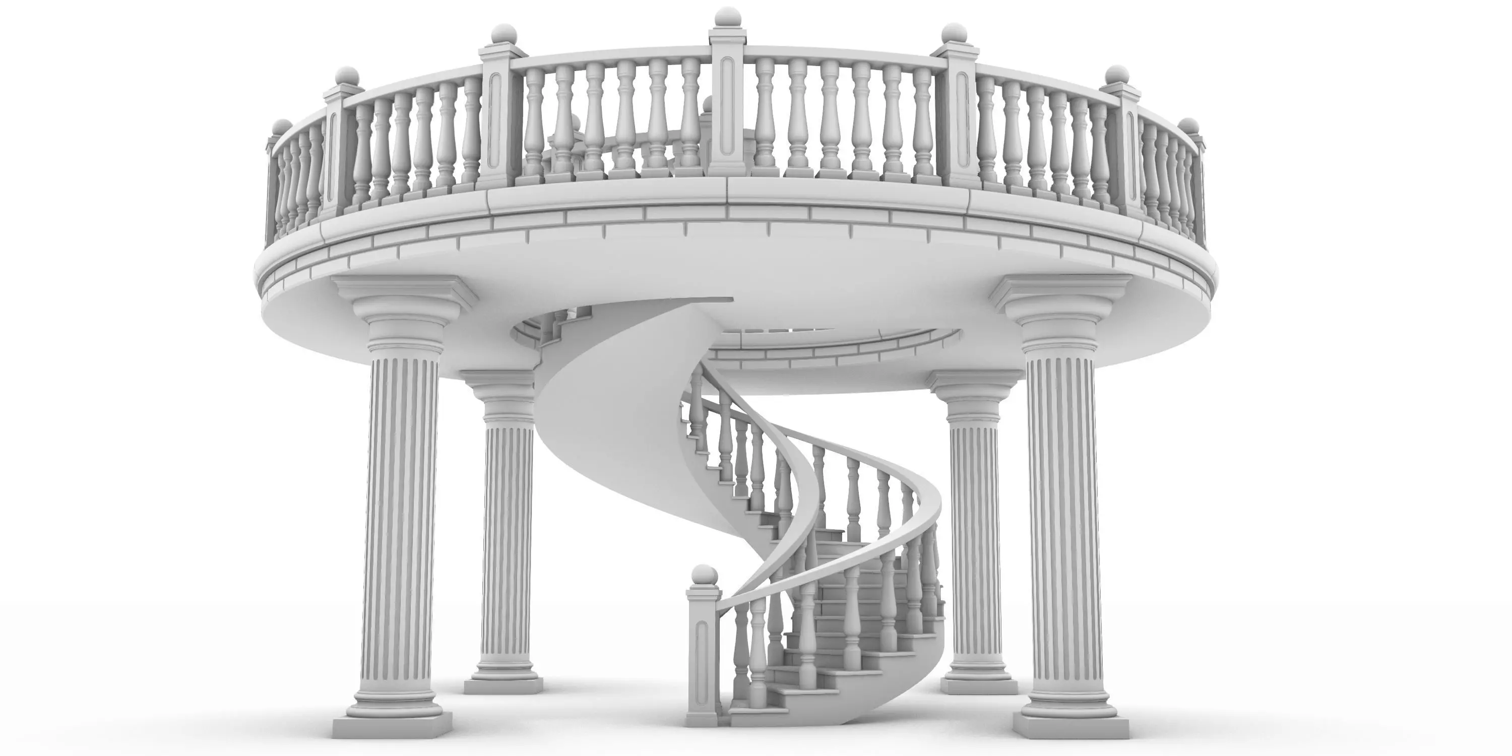 Spiral stairs 3D print model_0
