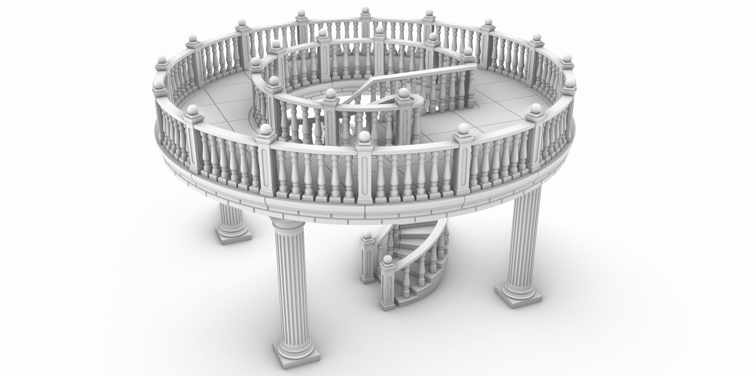 Spiral stairs 3D print model_17
