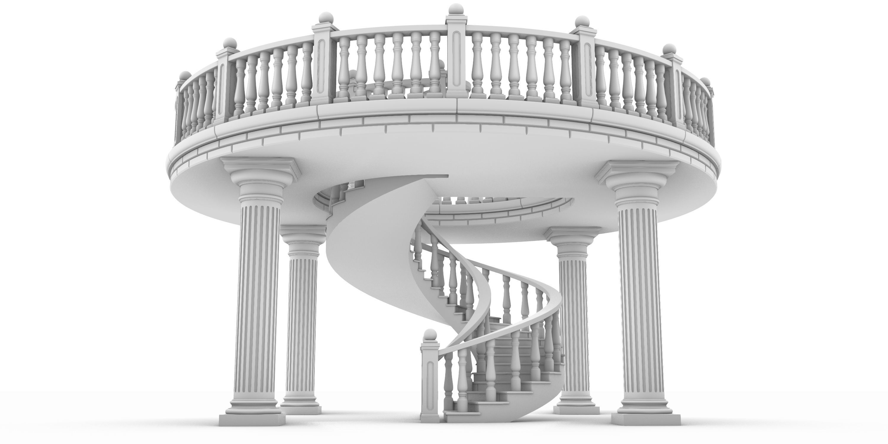 Spiral stairs 3D print model_22