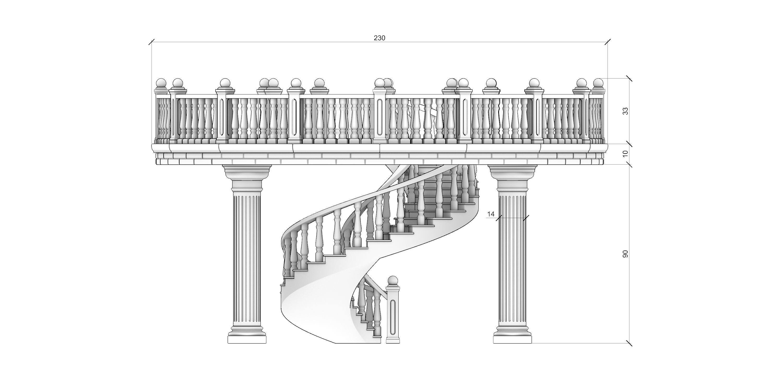 Spiral stairs 3D print model_3