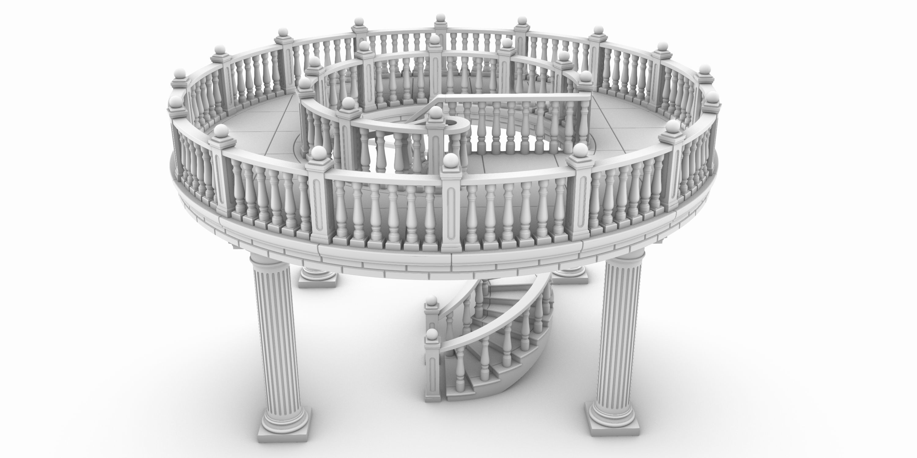 Spiral stairs 3D print model_1