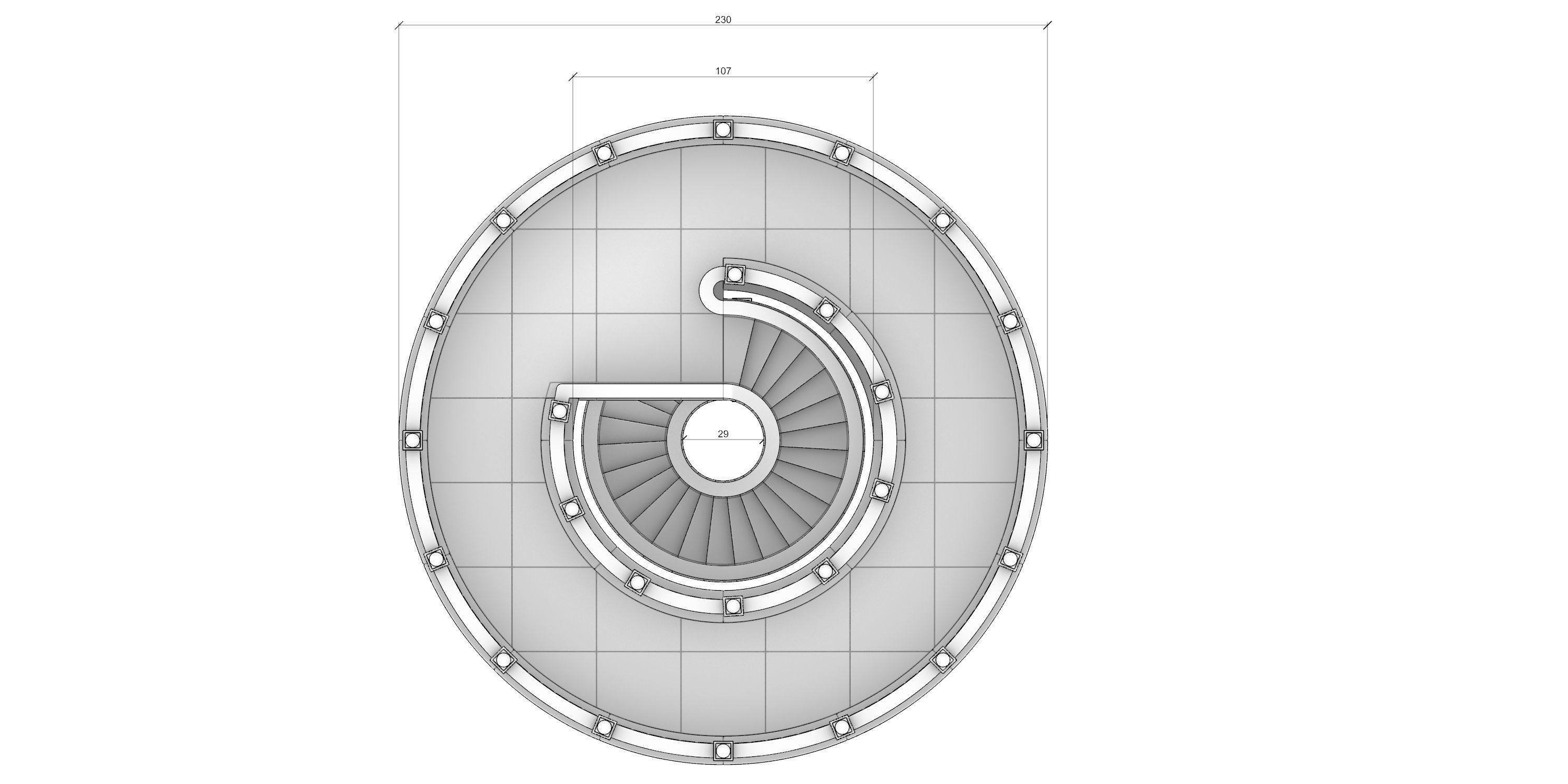 Spiral stairs 3D print model_4