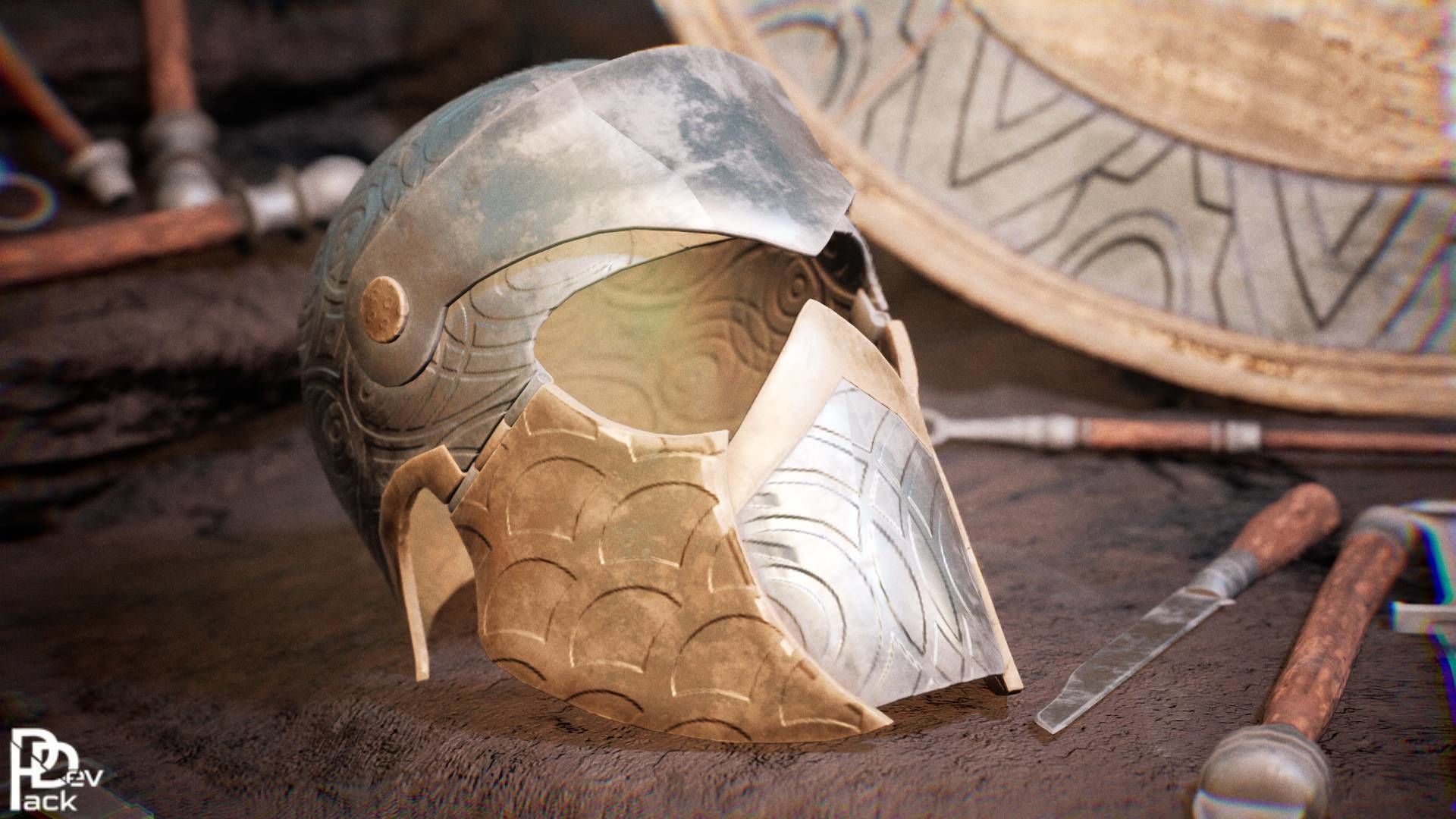 Spartan Weapons V2 23 assets Low-poly 3D model_6