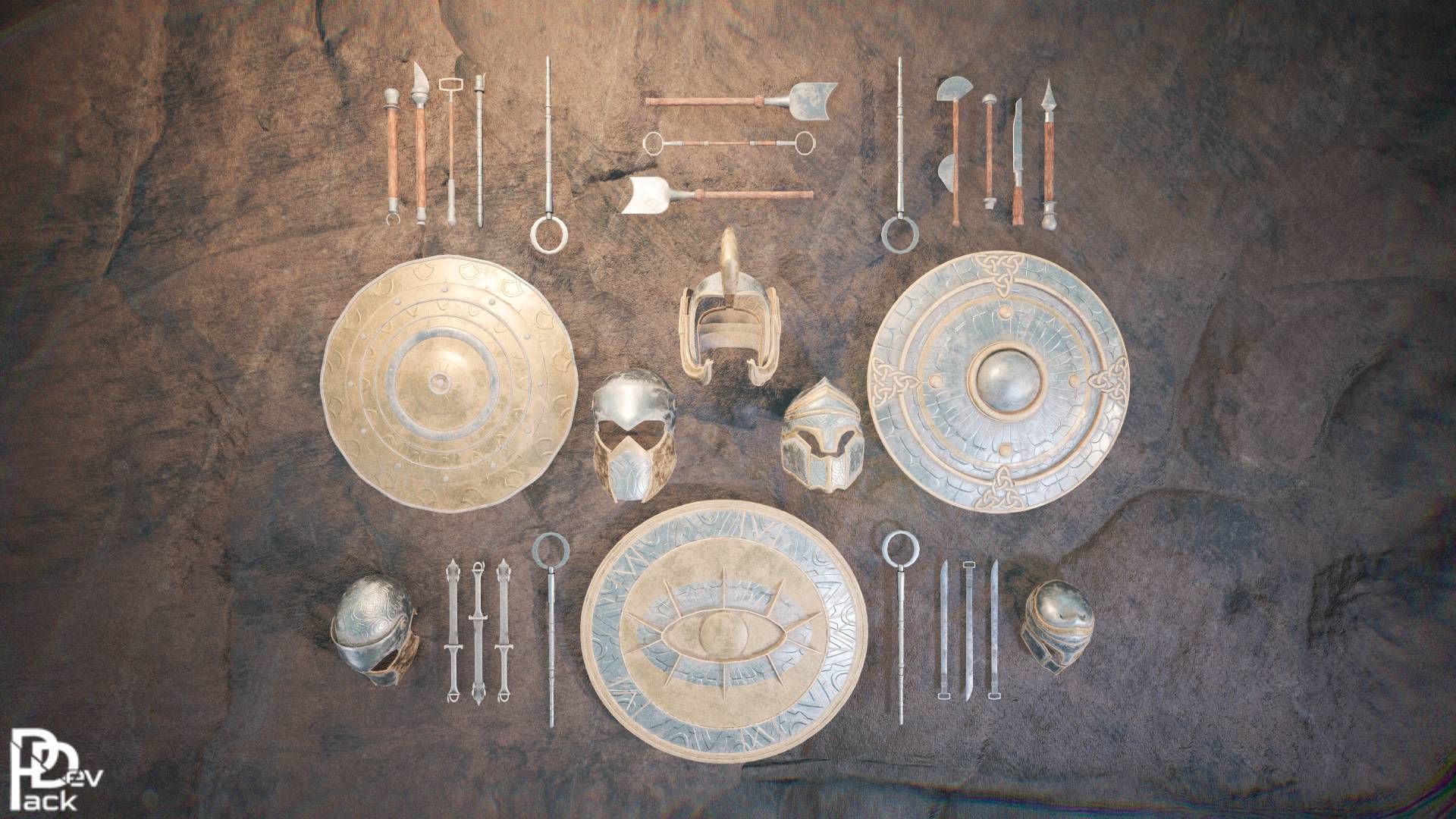 Spartan Weapons V2 23 assets Low-poly 3D model_1